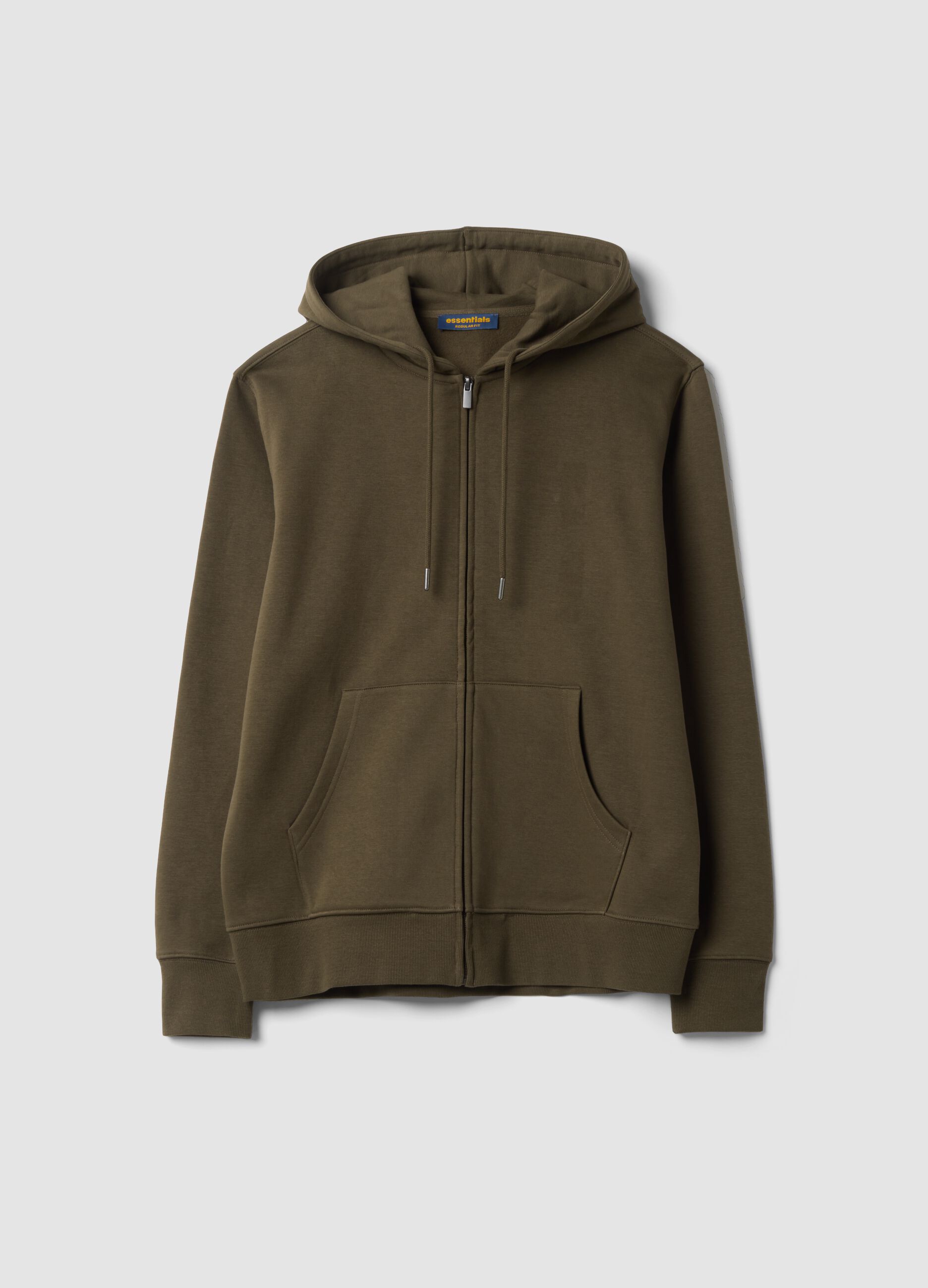 Brown cotton-blend hoodie sweatshirt with crew neck