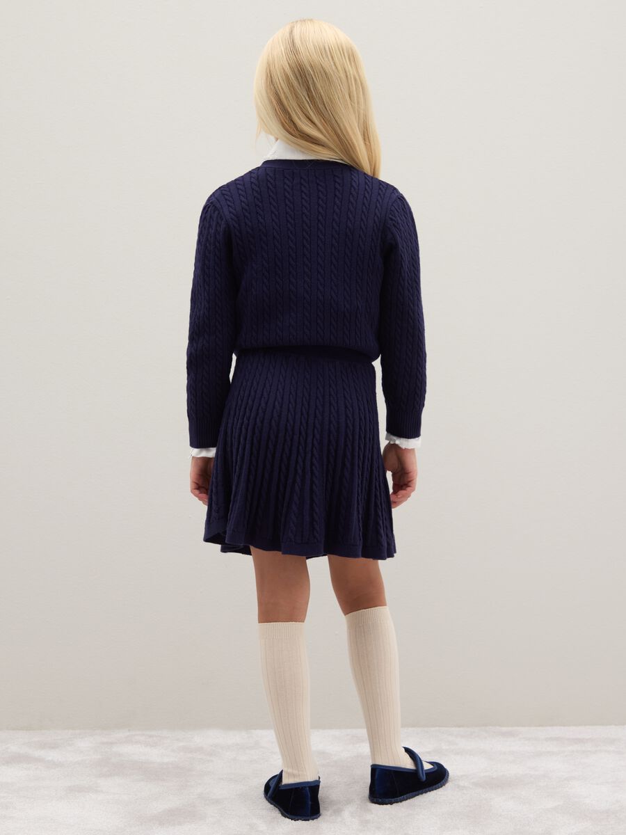 Girls' Blue Skirt in Cotton Blend, Regular Fit with Cable Detail_3