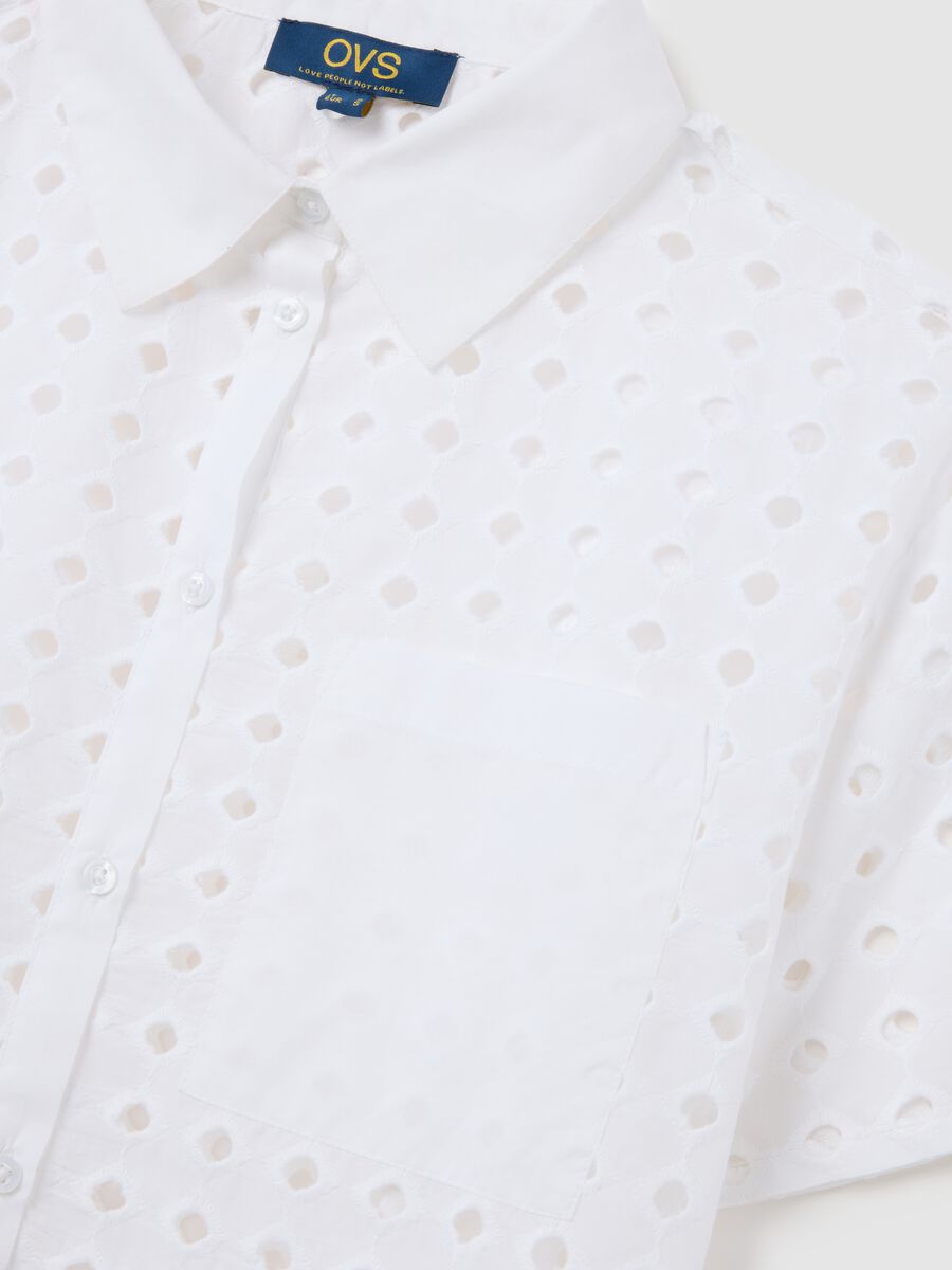 Women's White Regular Fit Pure Cotton Crop Shirt_5