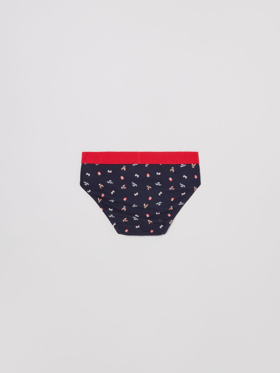 Slip in cotone stretch con stampa natalizia_1