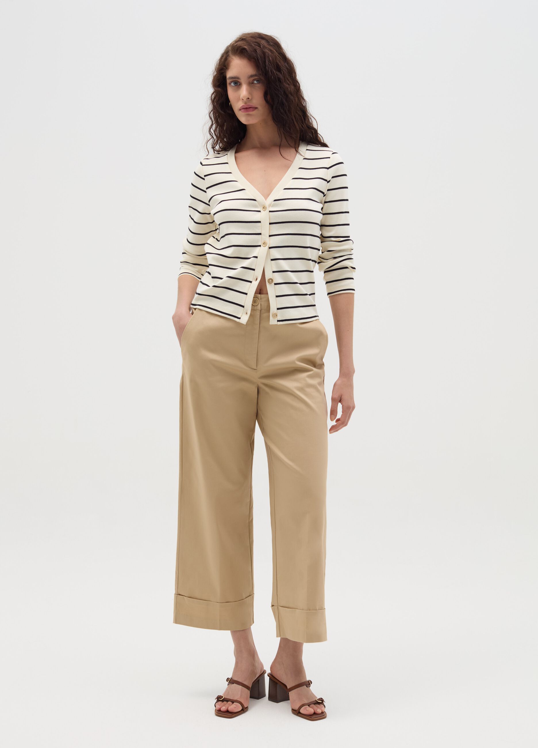 Striped cardigan with V neck