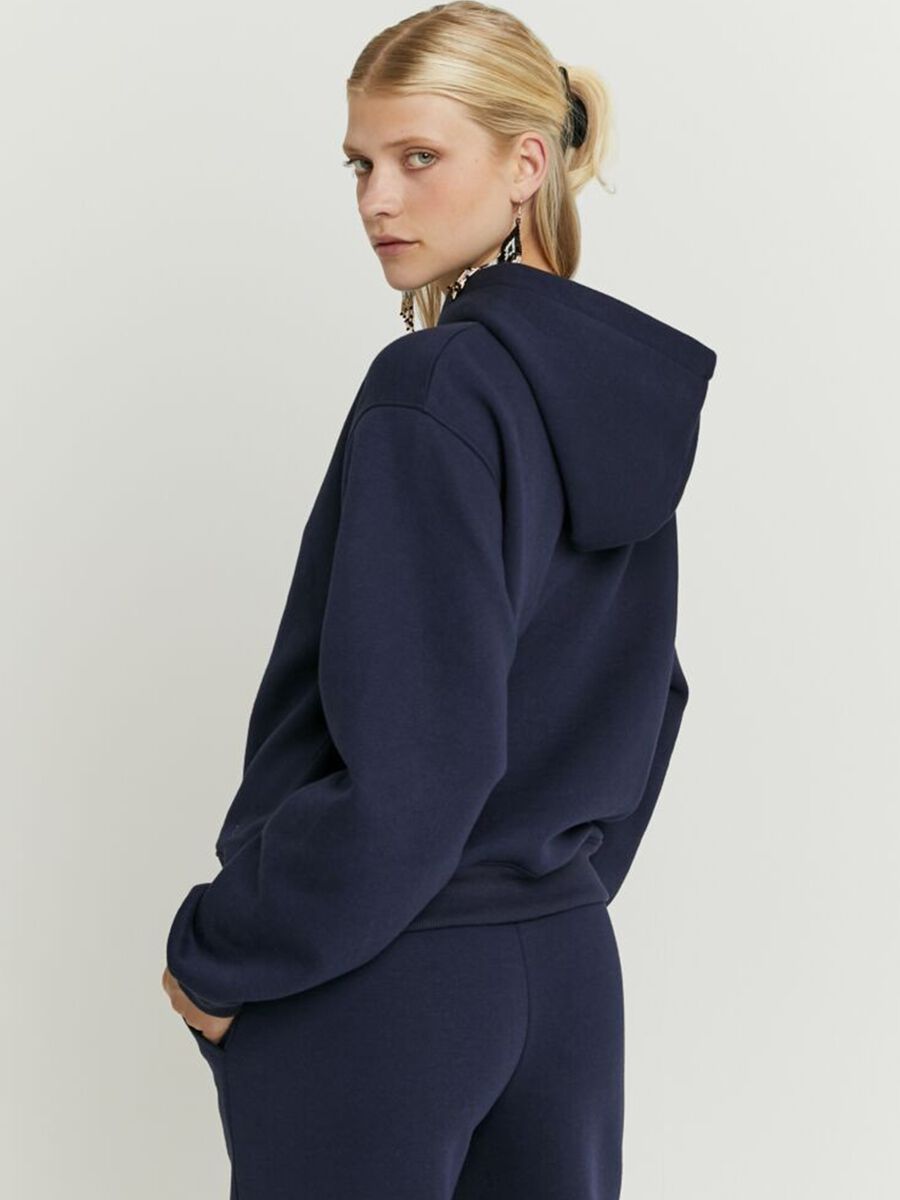 Regular Fit Blue Cotton Blend Hoodie_1