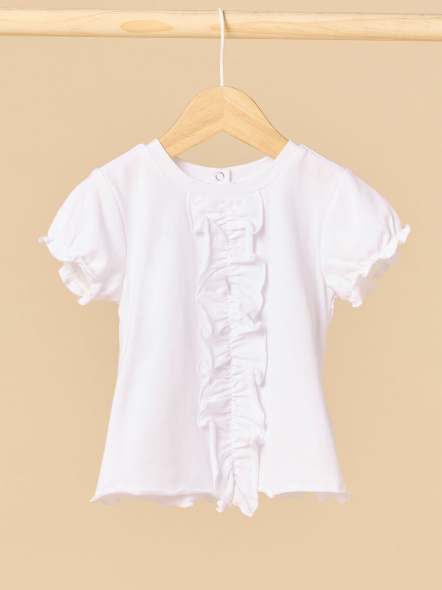 T-shirt IANA in cotone stretch con rouches neonata_0