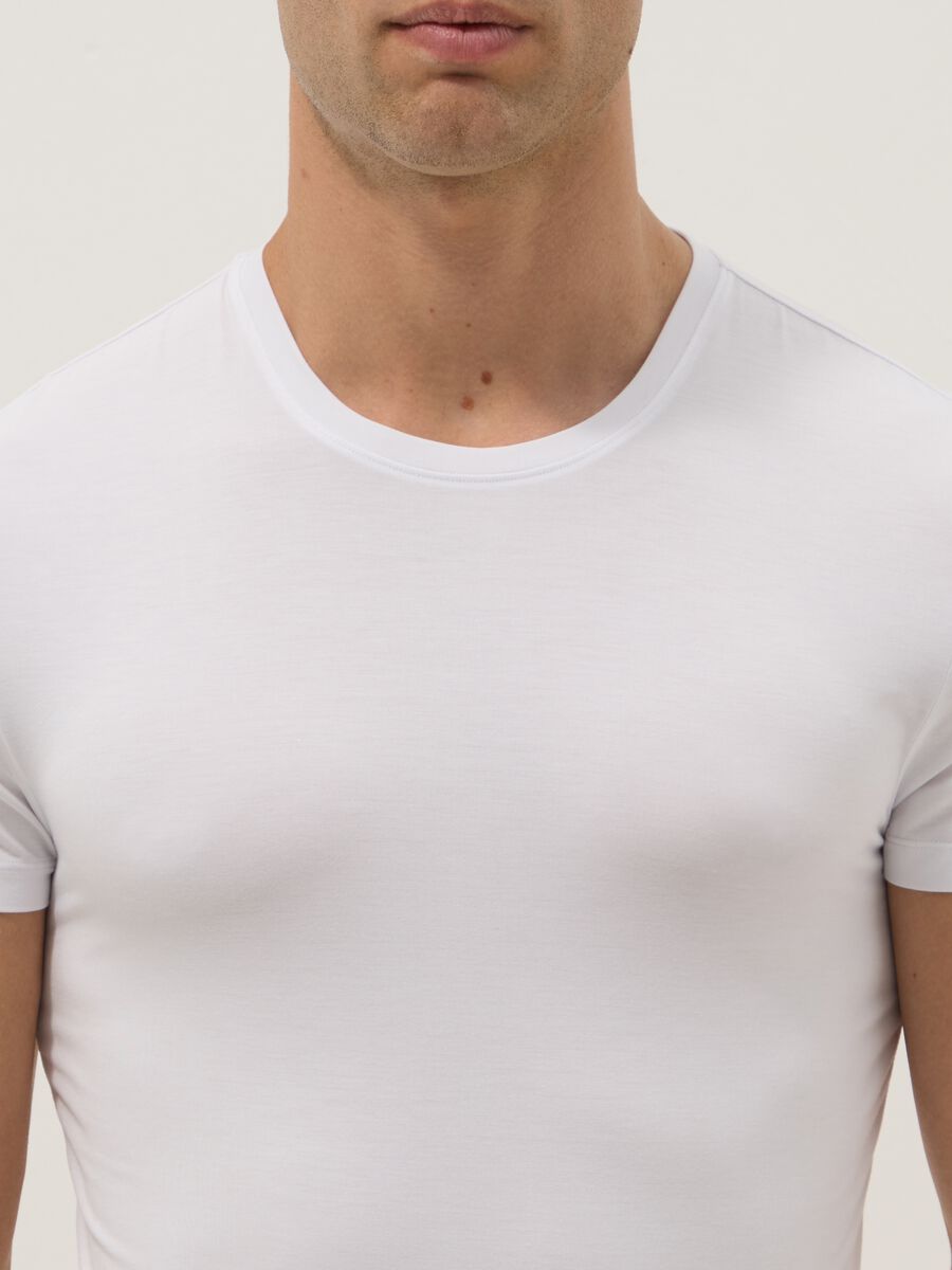 White stretch modal T-shirt, regular fit_1