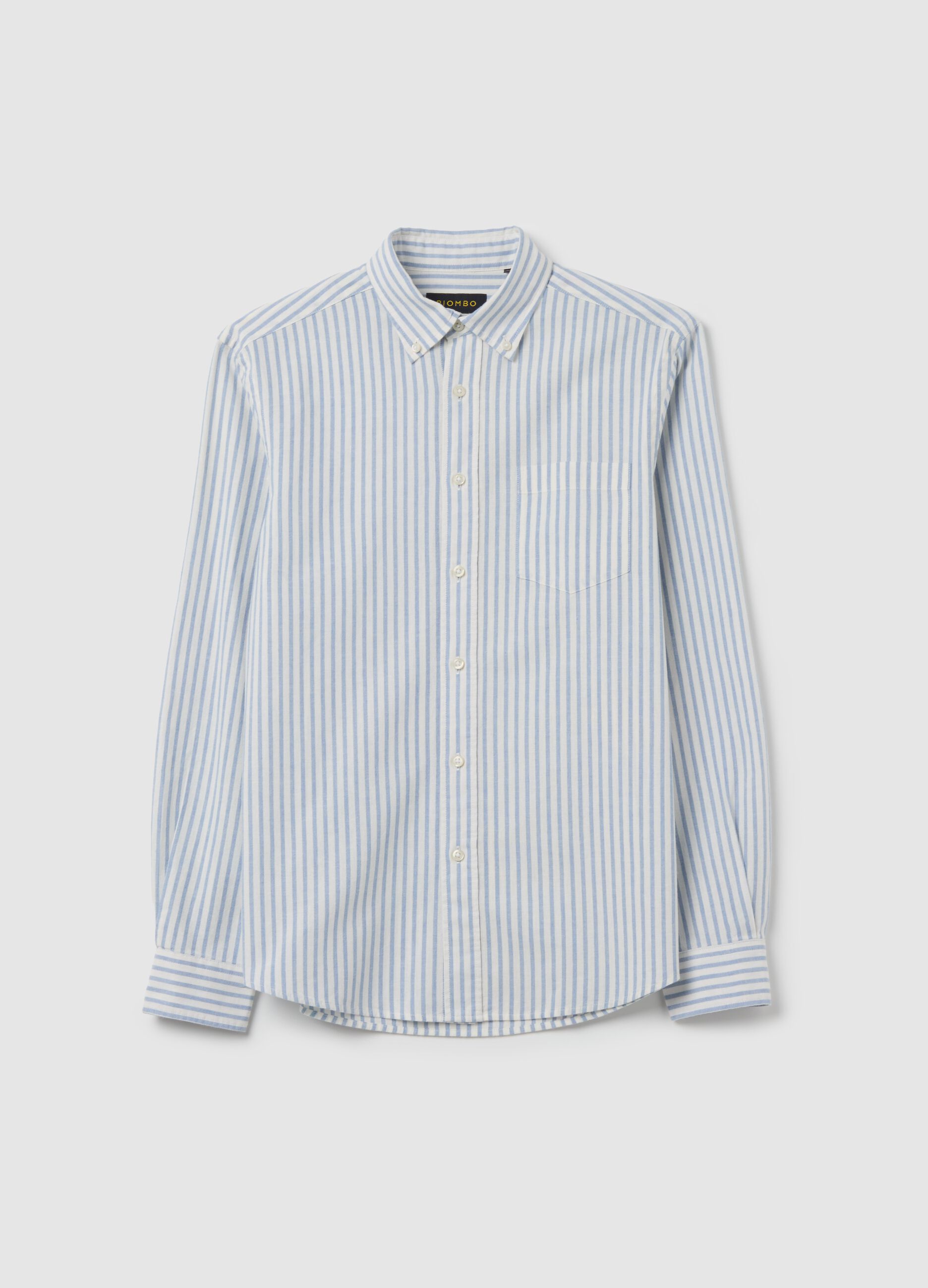 Striped regular-fit shirt in cotton and linen