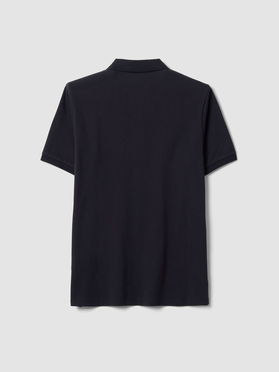 Polo nera in puro cotone piquet con colletto classico regular fit_1