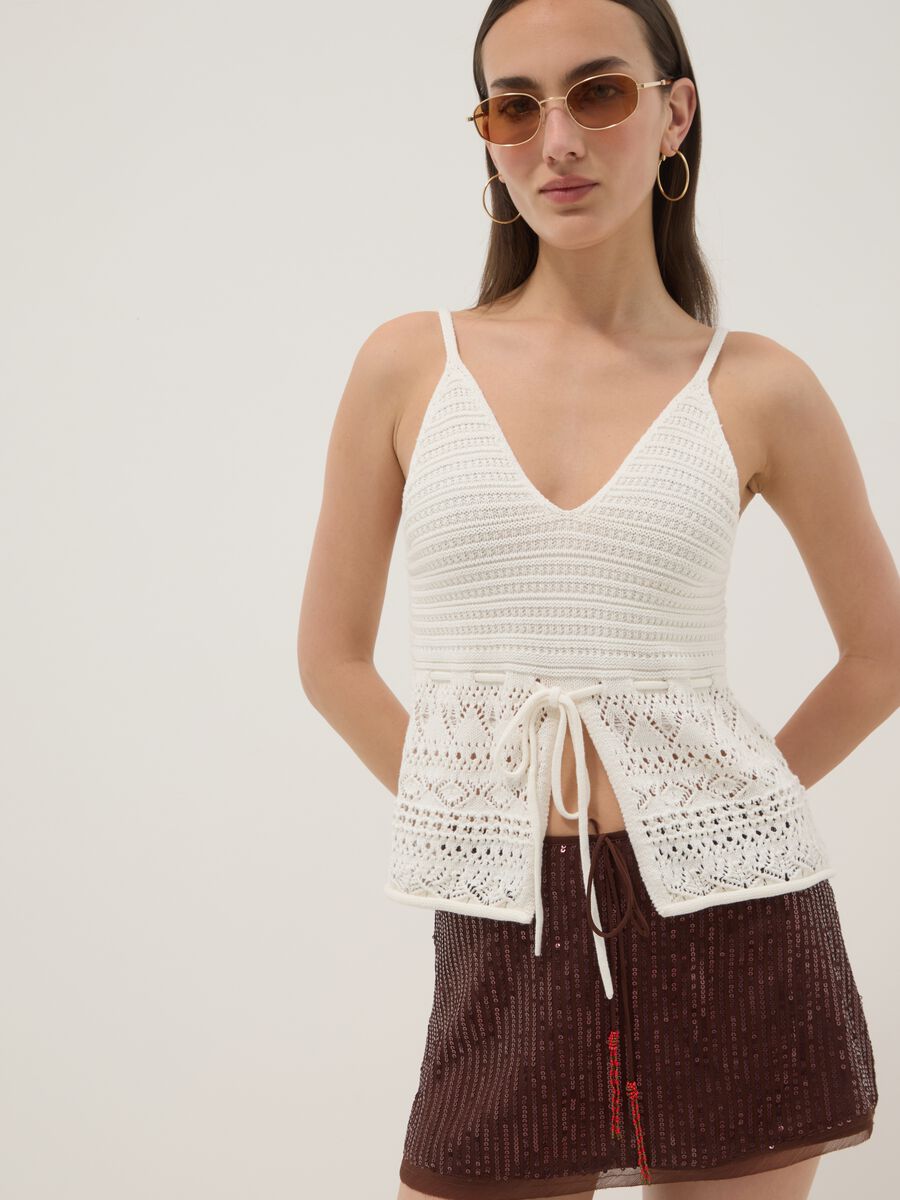 Brown sequin mini skirt_0