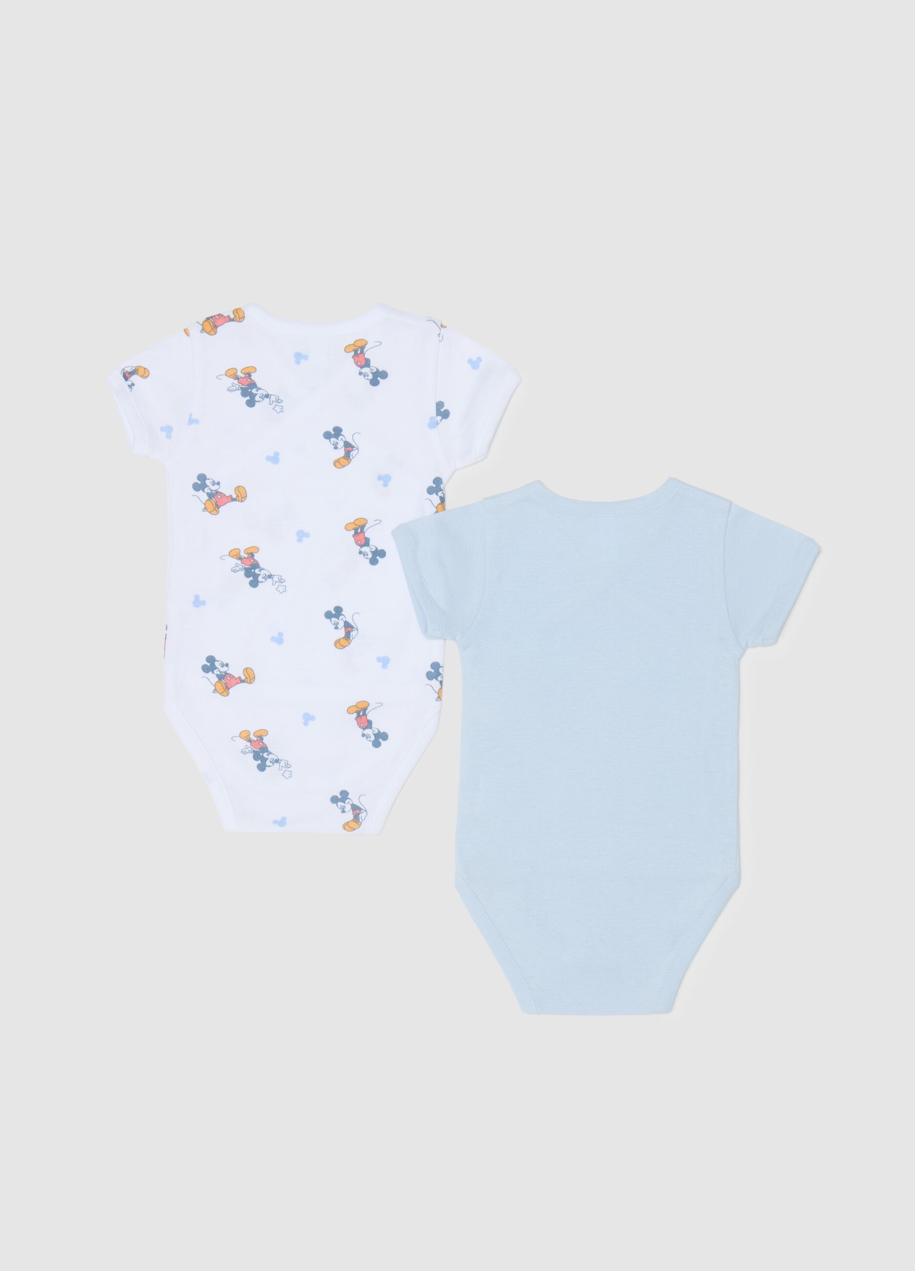 Two-pack bodysuits in cotton with Mickey Mouse print