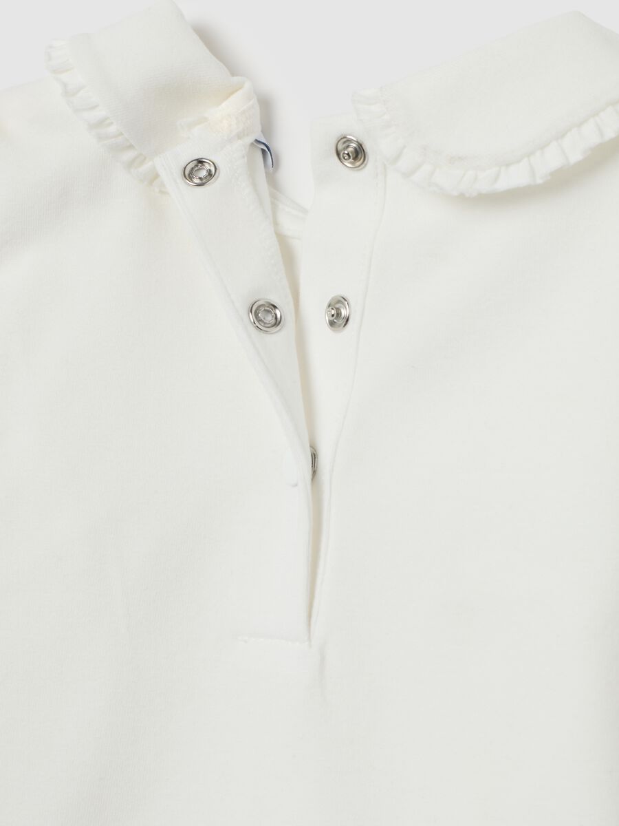 Stretch cotton regular fit white girl's T-shirt_3