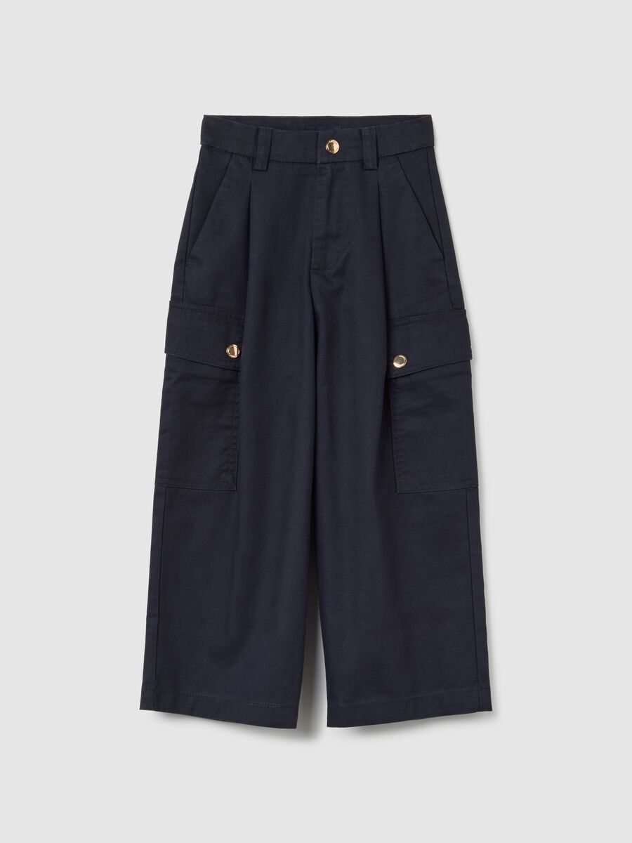 Girls' Blue Cotton Blend Trousers_3