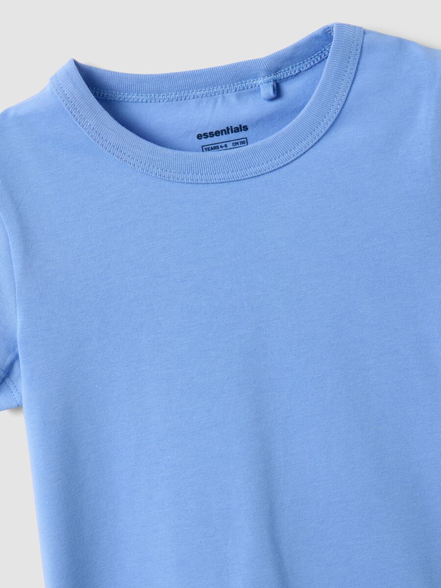 T-shirt in cotone elasticizzato azzurra da bambina regular fit_2