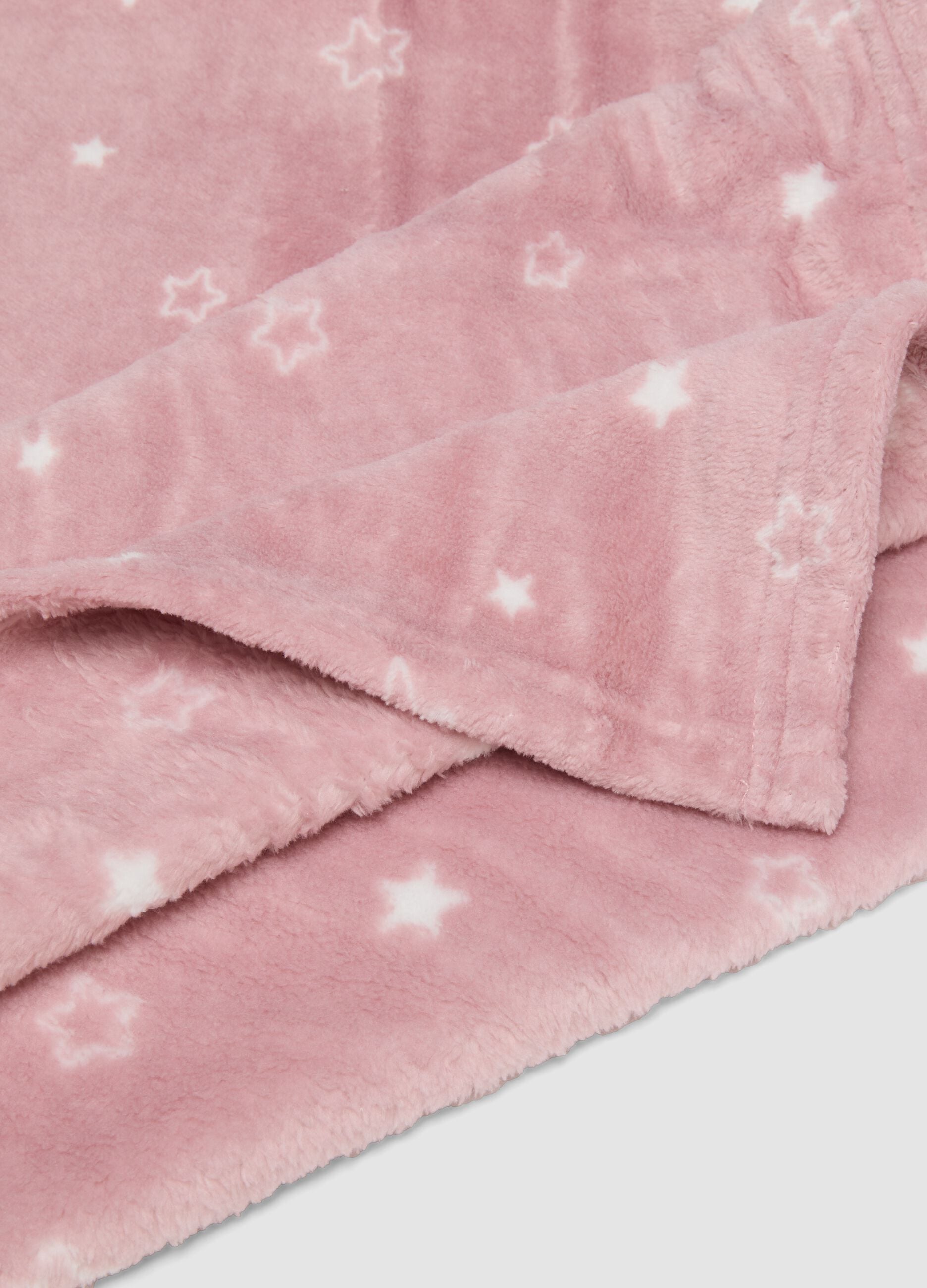 Copertina rosa con stampa stelle per culla effetto pelliccia