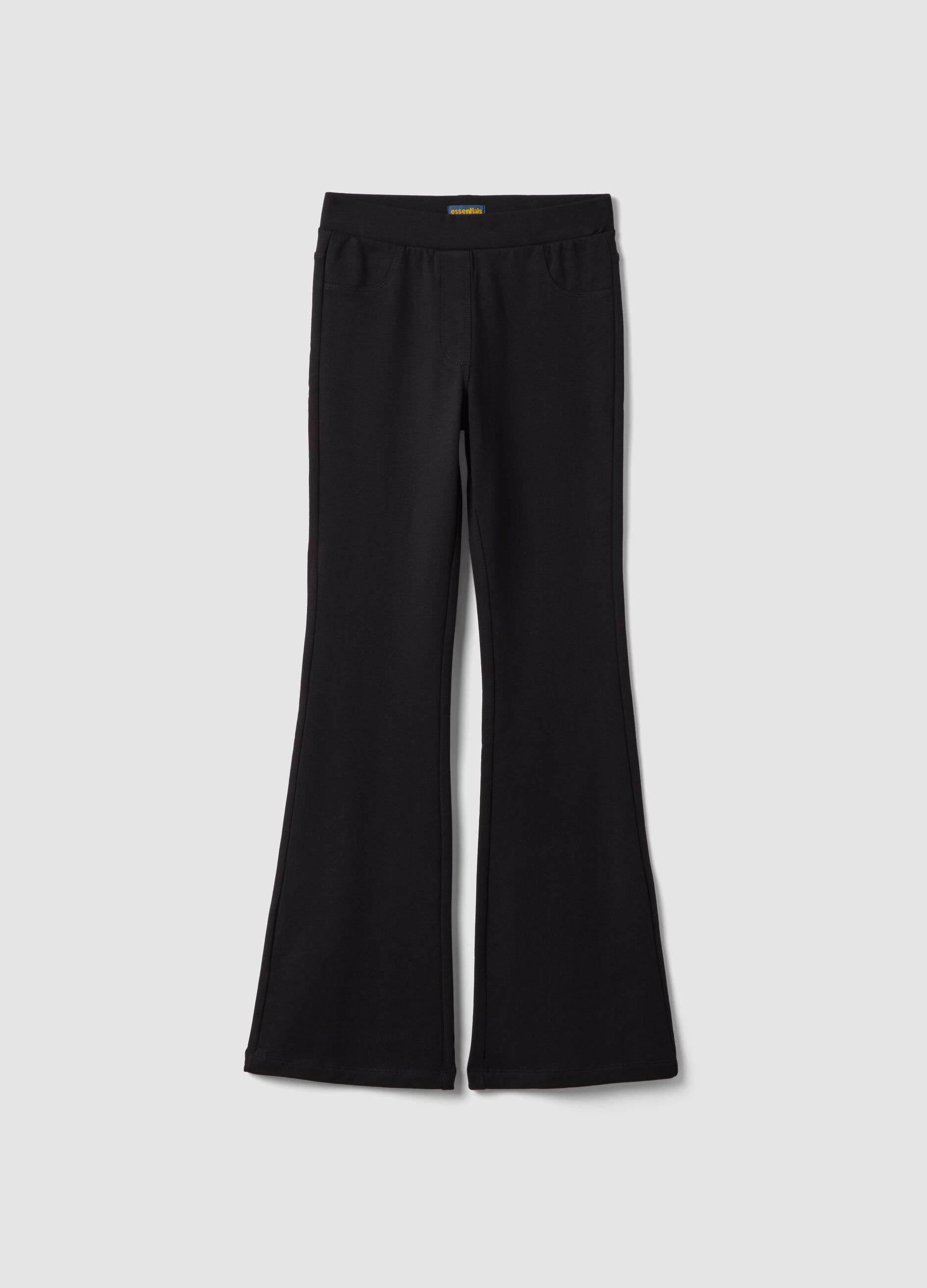 Treggings neri flare in cotone organico e viscosa elasticizzata
