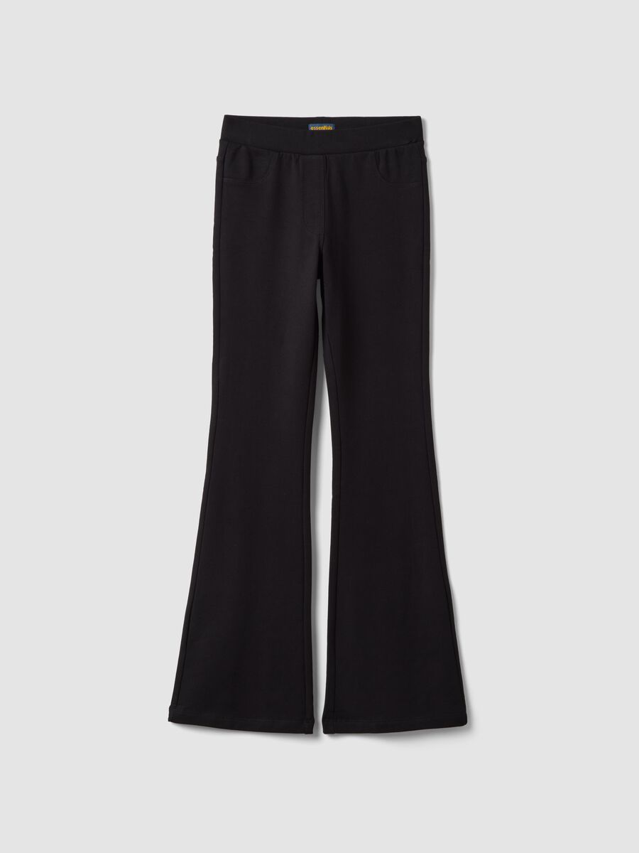 Treggings neri flare in cotone organico e viscosa elasticizzata_0