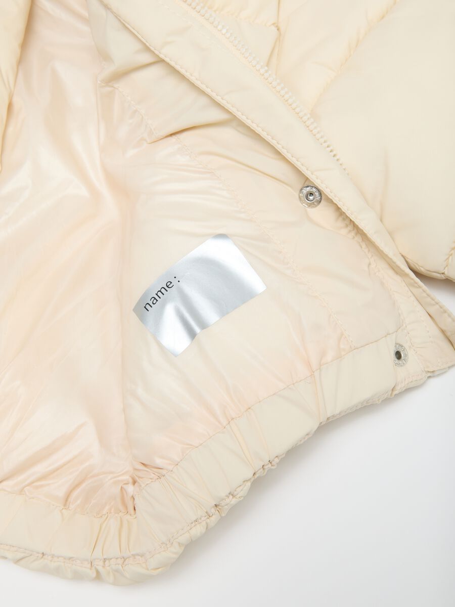 Ivory White The Iconic Puffer Girls Hooded Down Jacket_4
