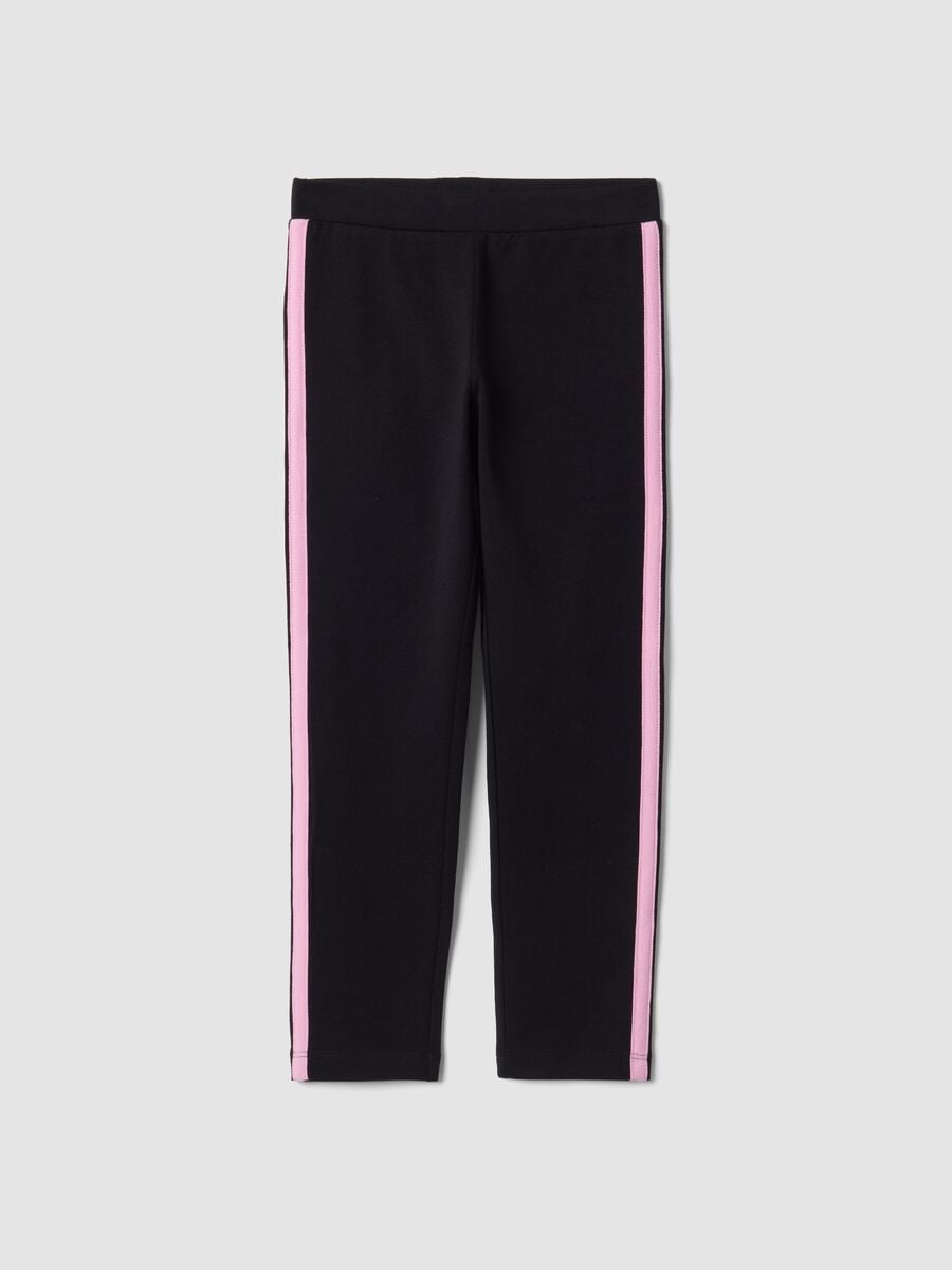 Leggings neri in cotone organico elasticizzato skinny fit per bambina_0