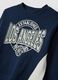 Blue pure cotton tracksuit with sweatshirt and varsity print for boys_2