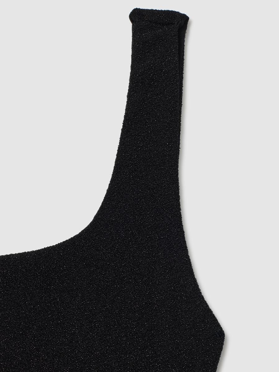 Black fitted dress in metal fibre blend_5