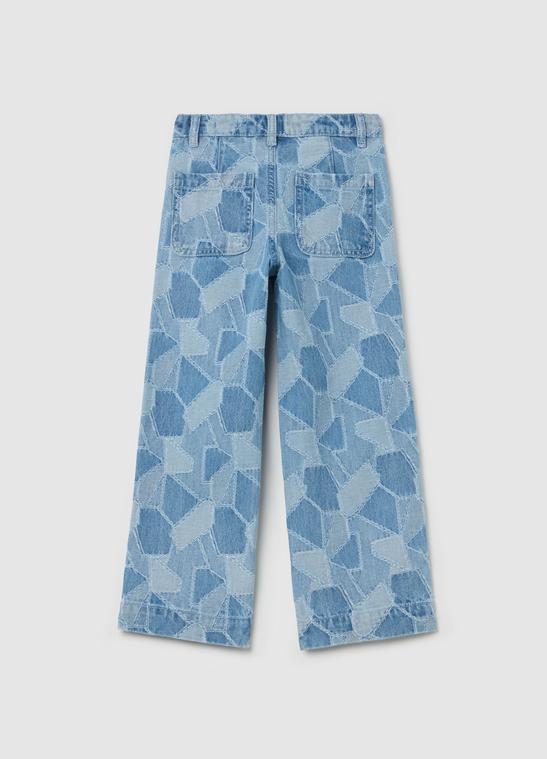 Straight-fit patchwork-effect jeans