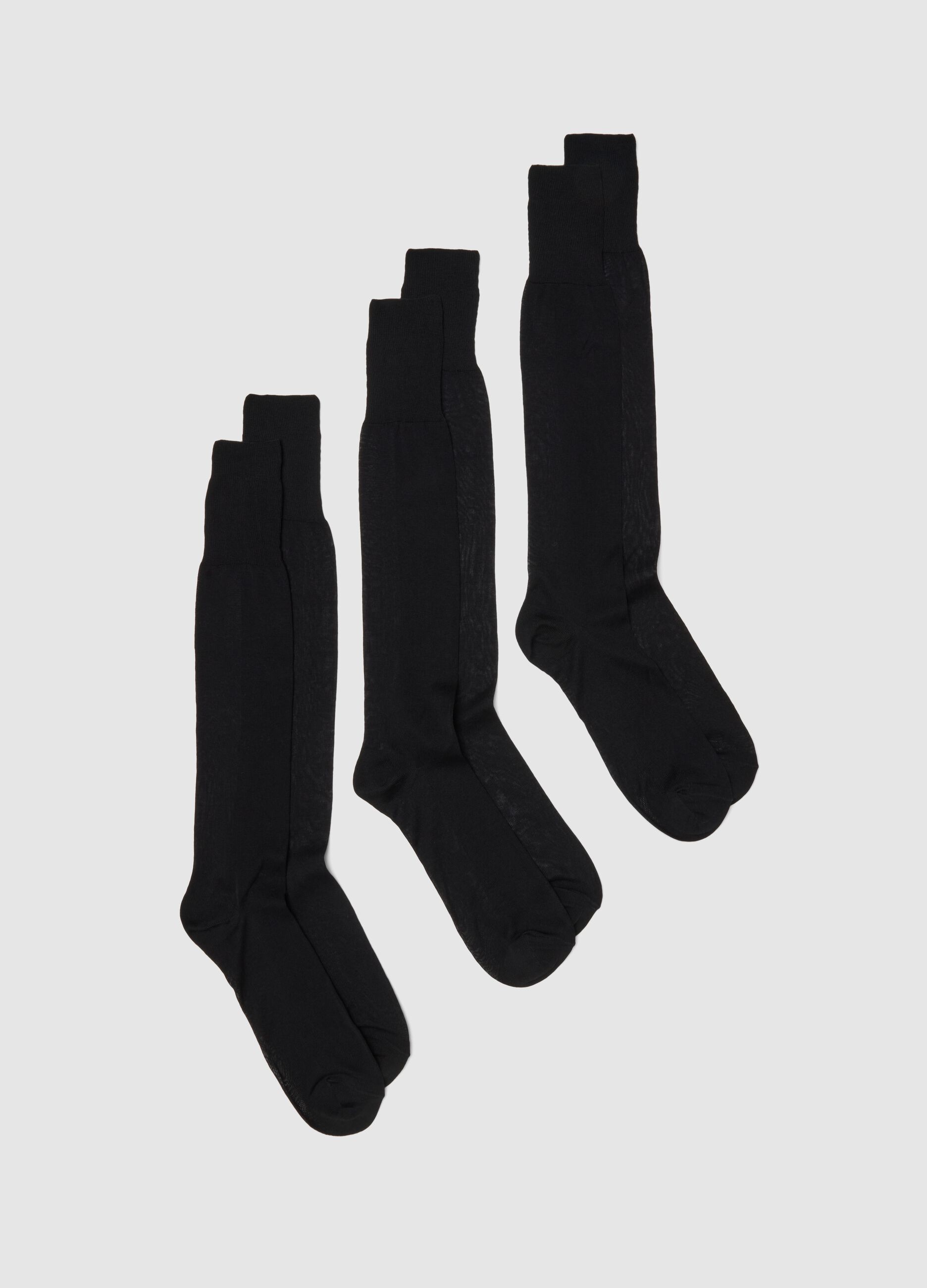 Tripack calze lunghe in puro cotone nero regular fit