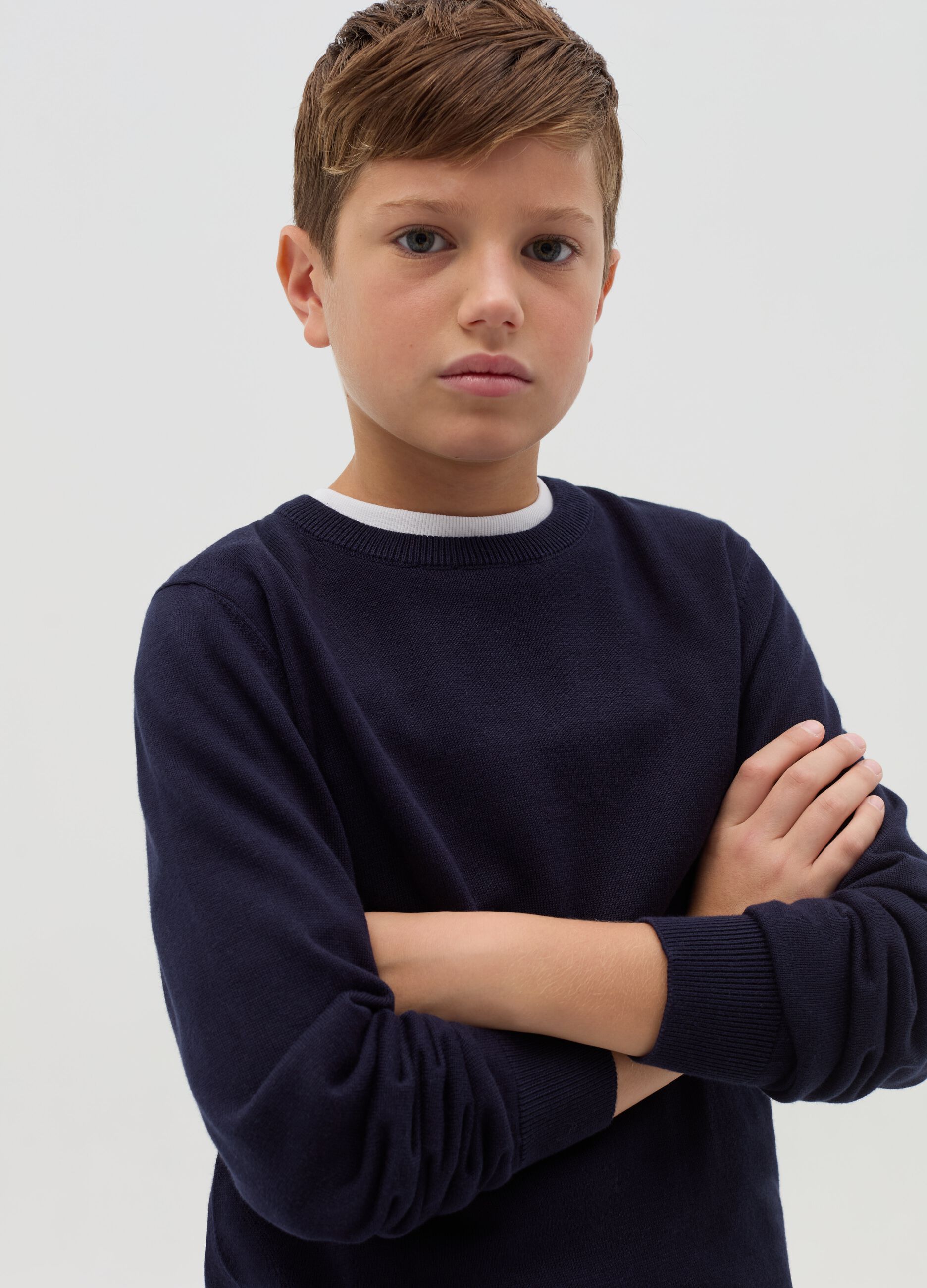 Pullover in cotone con scollo rotondo