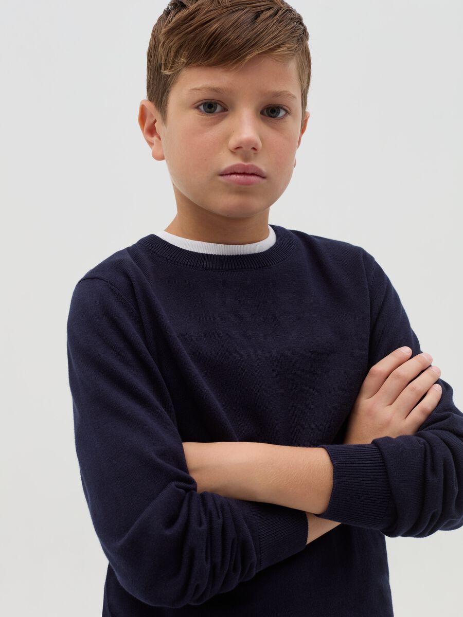 Pullover in cotone con scollo rotondo_1