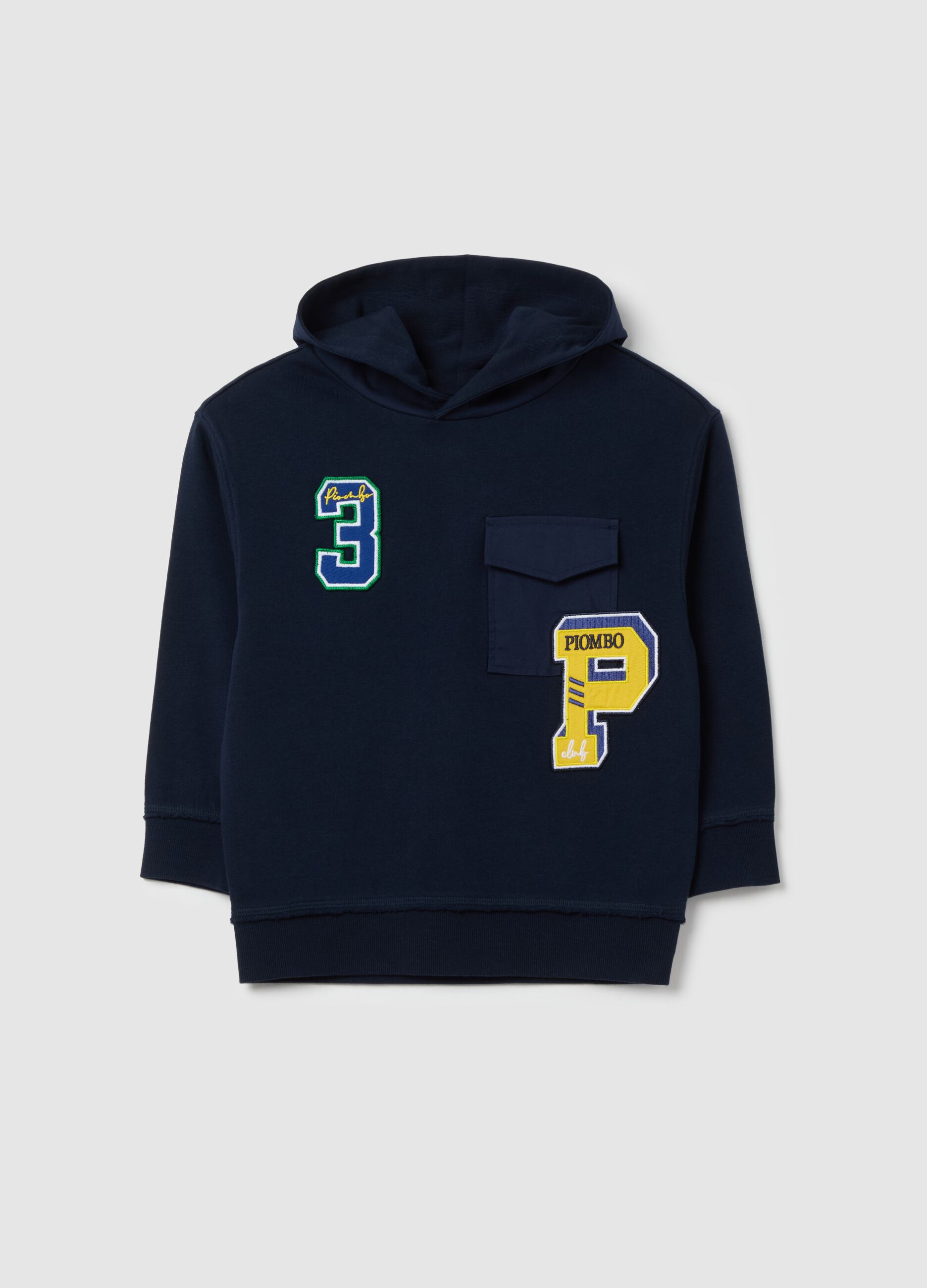 Cotton sweatshirt with hood and lettering print