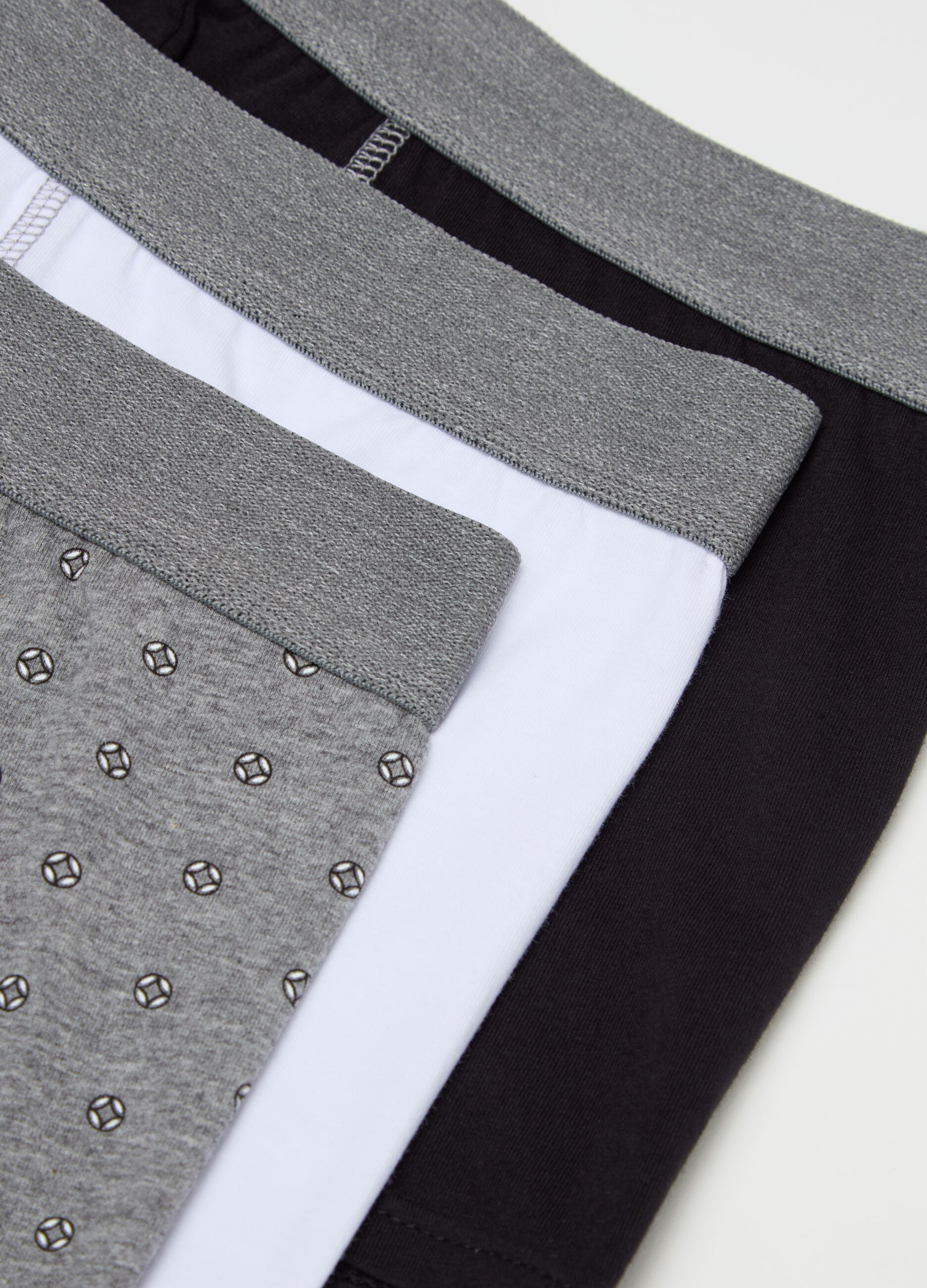 Three-pair pack boxer shorts in stretch cotton with micro pattern