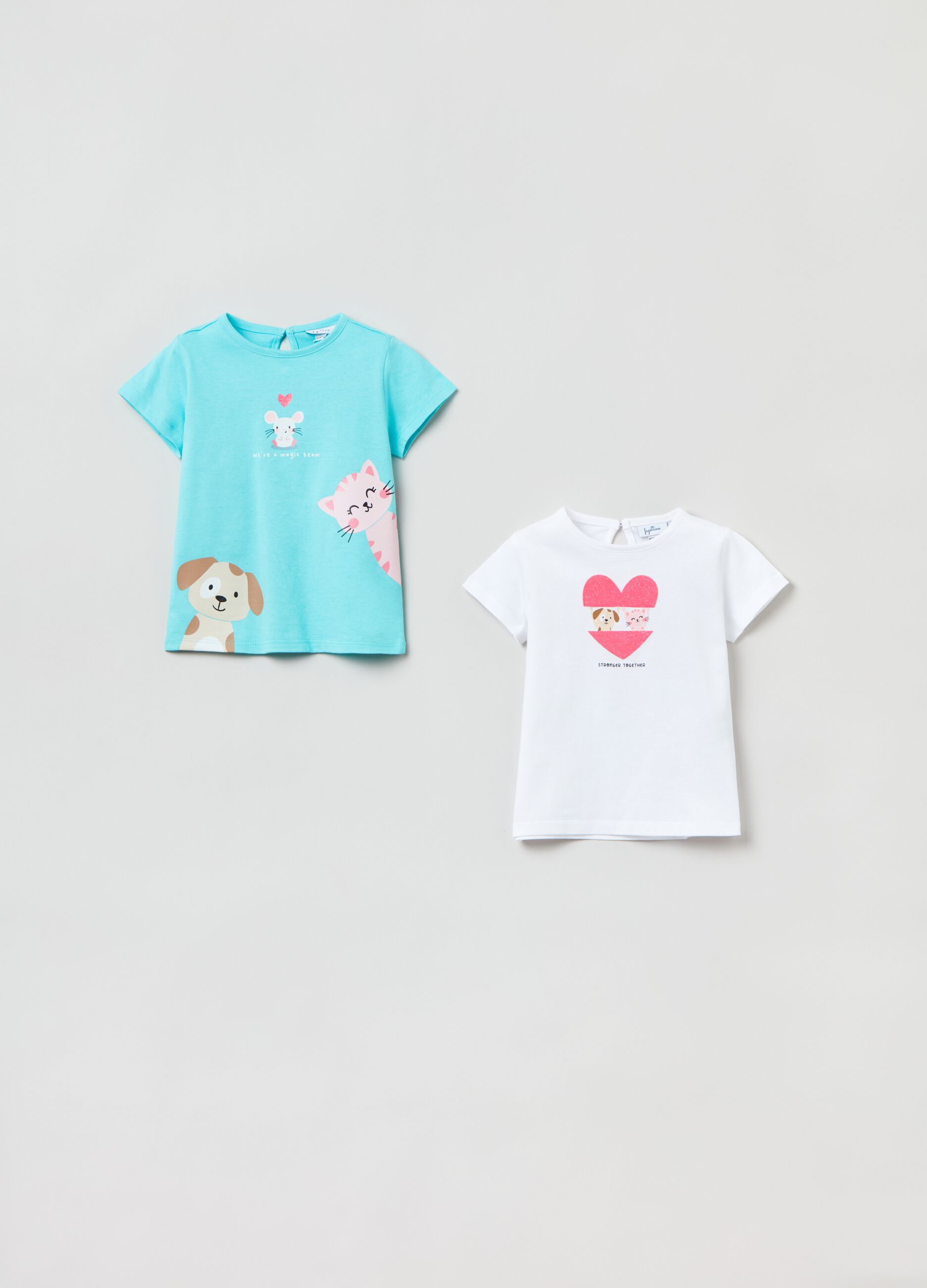 Bipack t-shirt in cotone con stampa_0