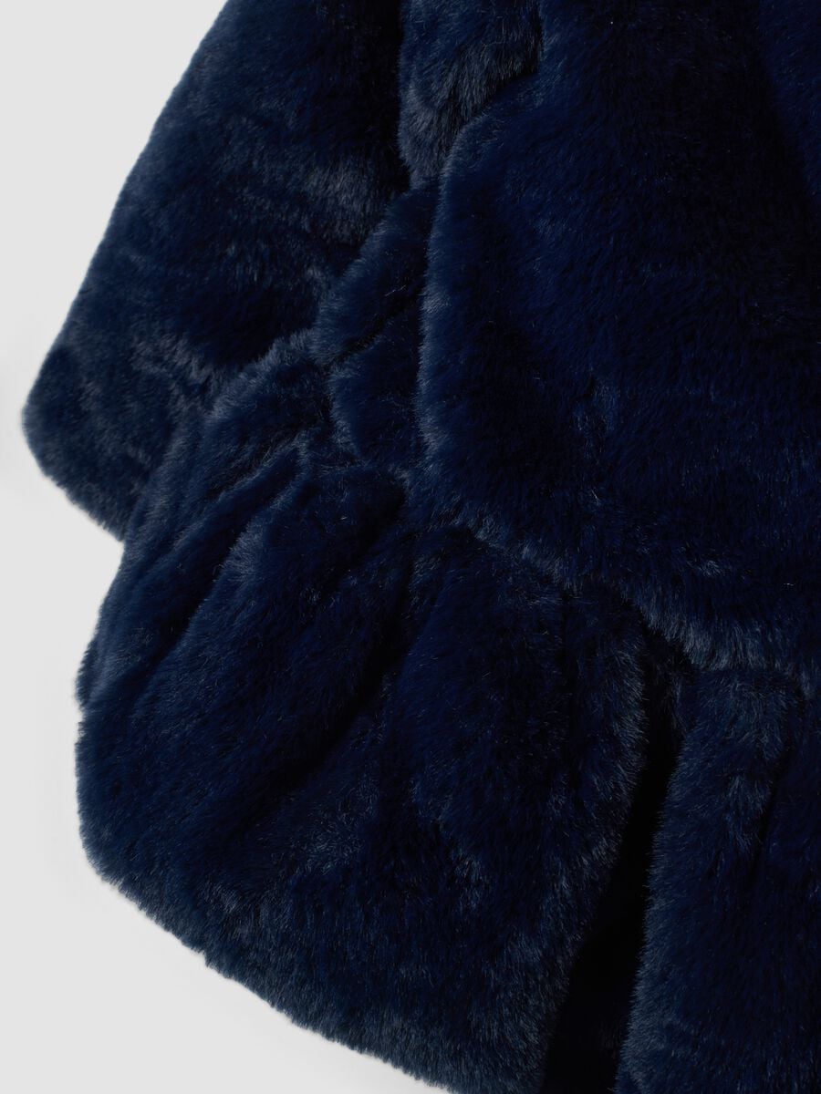 Blue padded teddy-effect jacket with zip_3