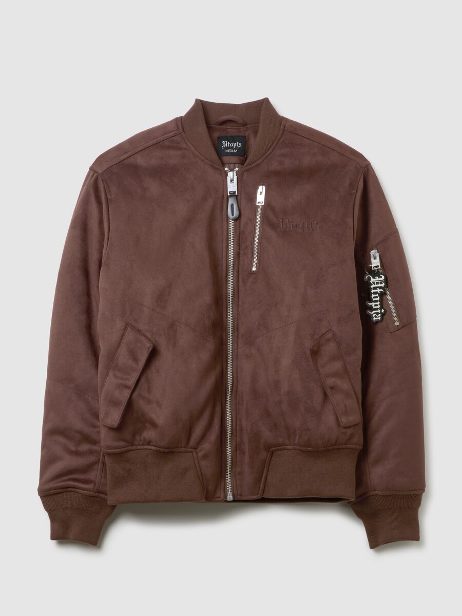Brown Suede Bomber Jacket_4