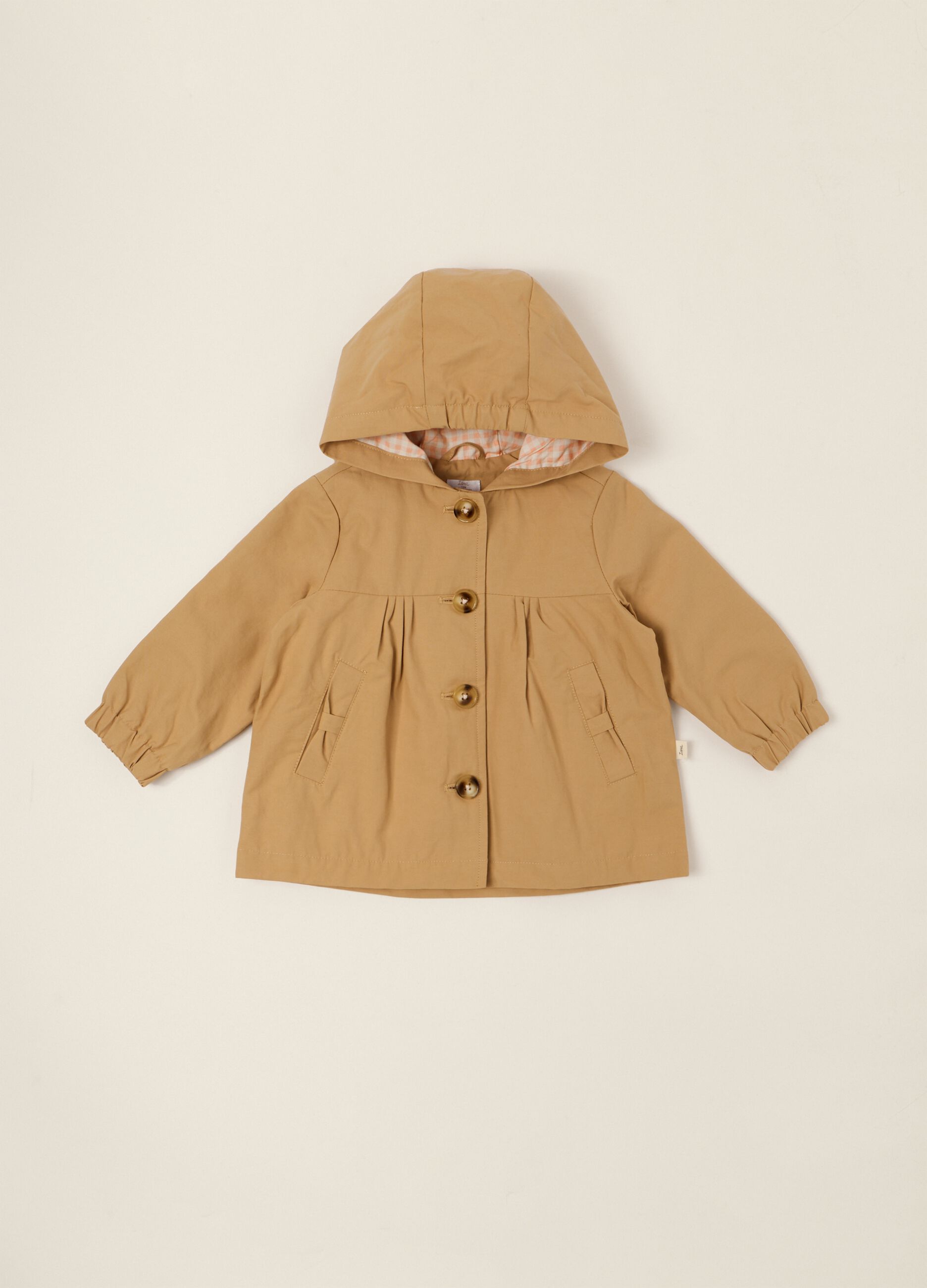 Beige cotton-blend baby girl jacket