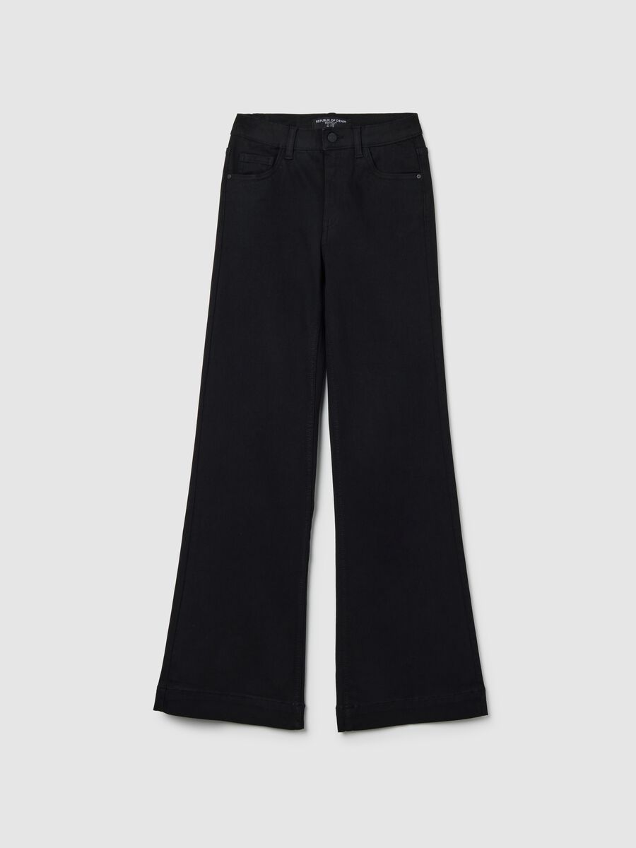 Black Cotton Blend Bootcut Jeans_4