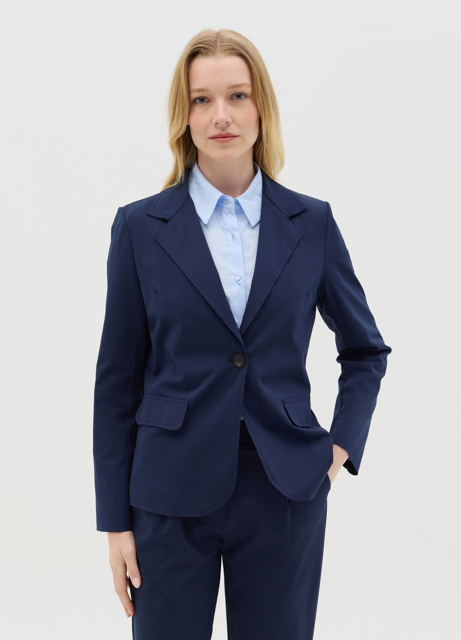 Blazer monopetto elasticizzato blu