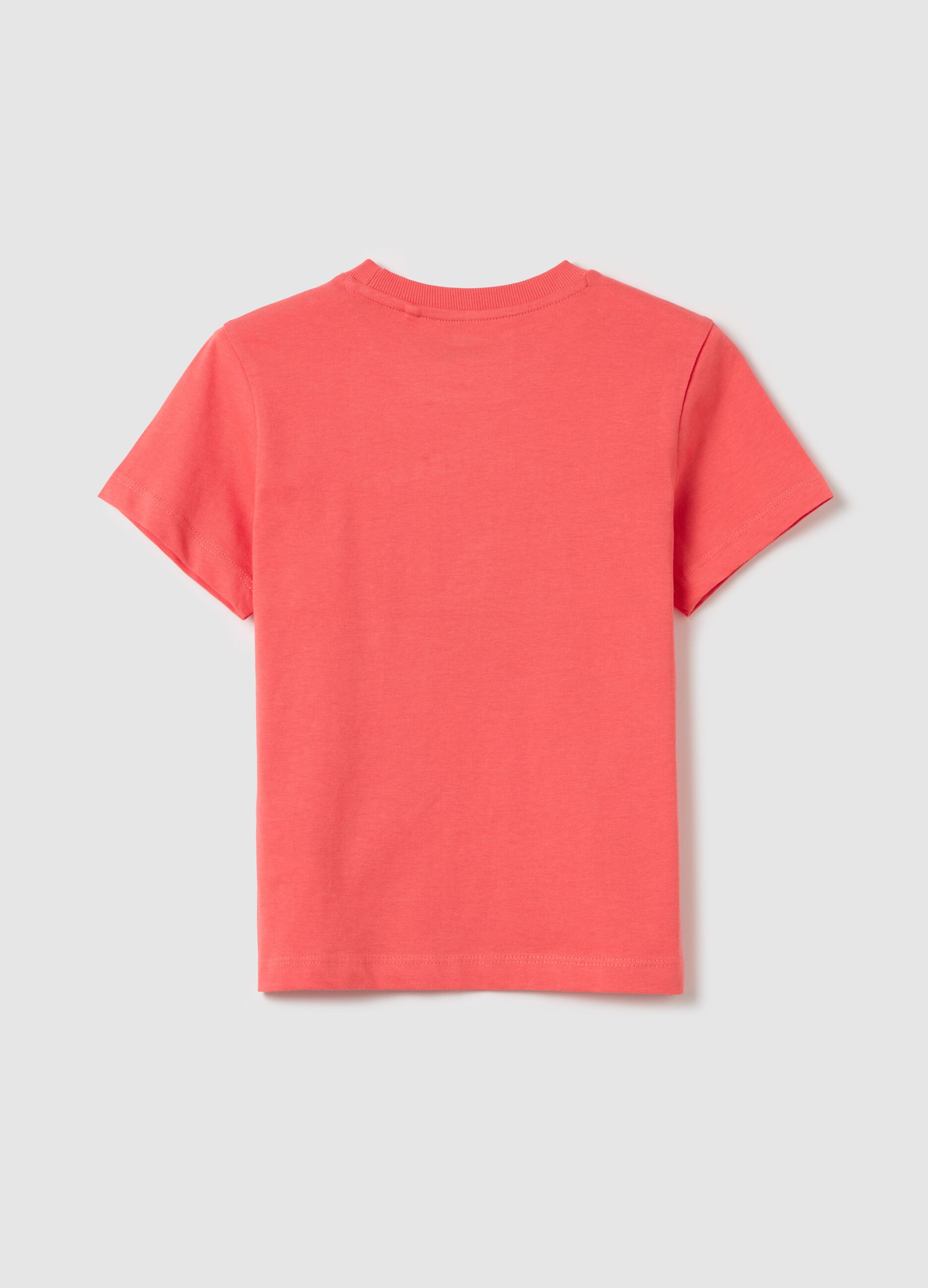 Pink cotton T-shirt with "Surf Never Ends" print