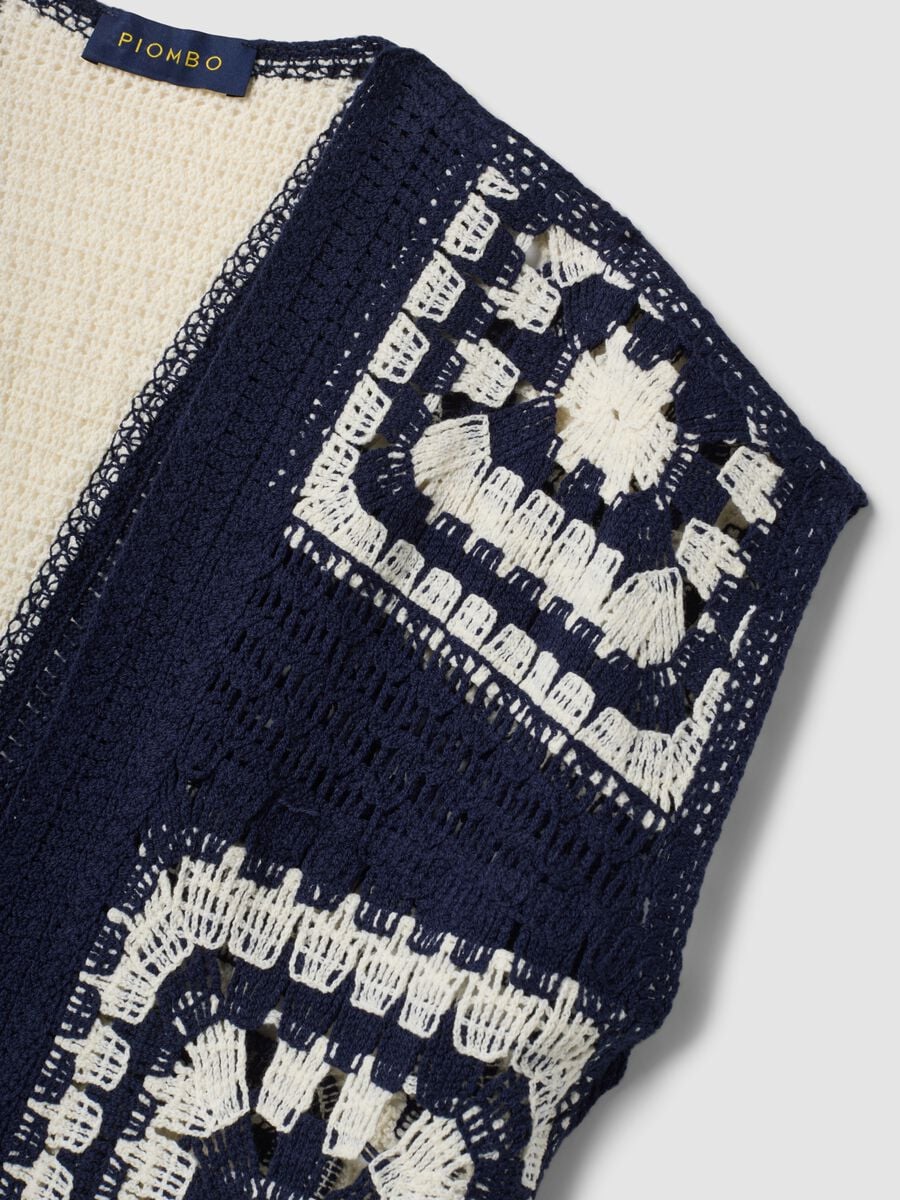 Blue and white regular-fit crochet cotton-blend gilet_5