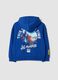 Blue cotton-blend hoodie with crew neck_1