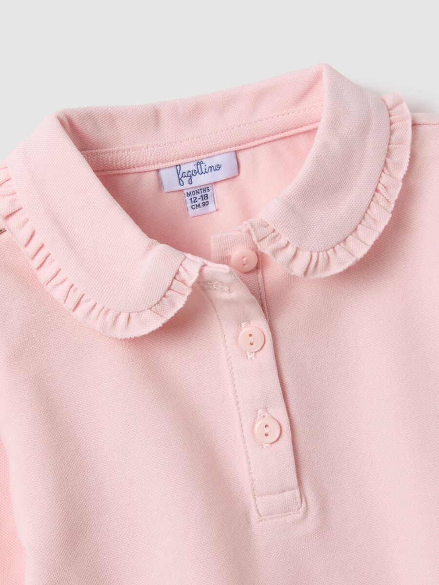 Girls' pink polo with ruffles in stretchy cotton regular fit_3