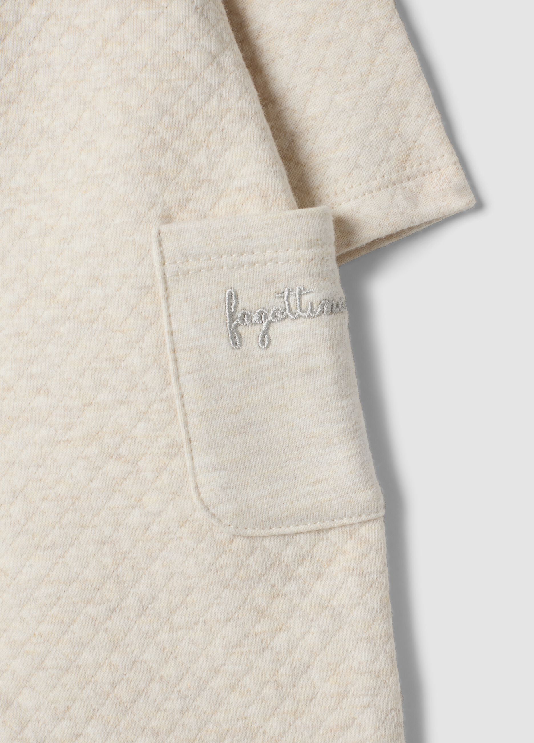 Tutina beige con cappuccio in misto cotone organico