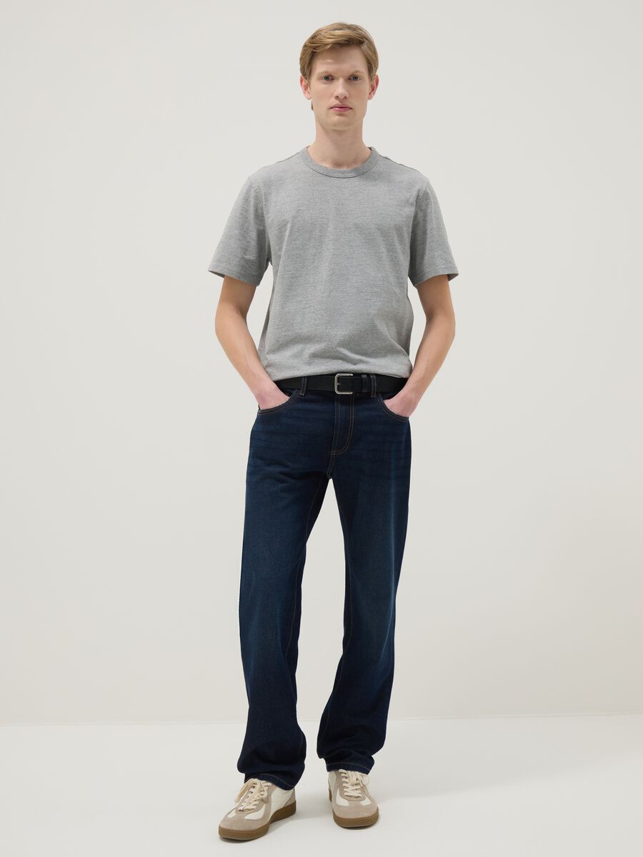 Short-sleeve grey pure cotton regular fit t-shirt_1