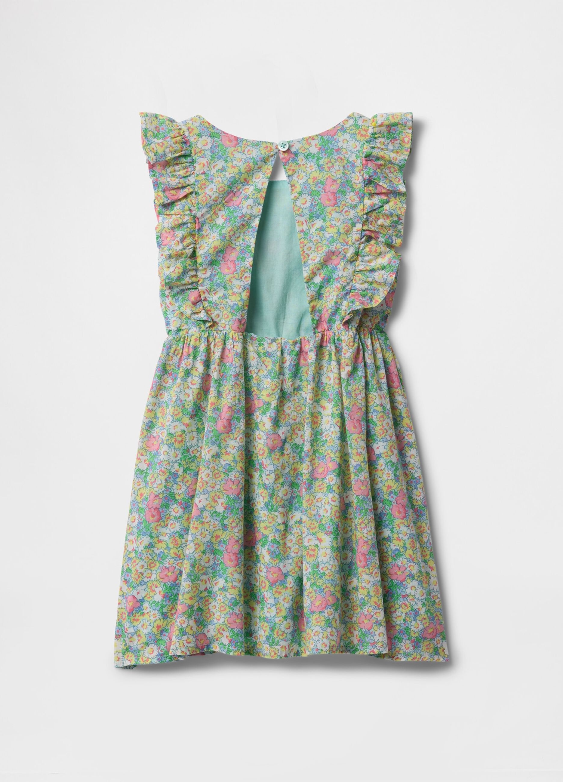 Girls' Cotton Dress with Floral Pattern