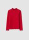 Maglia rossa in cotone elasticizzato con fiocchi glitter_0