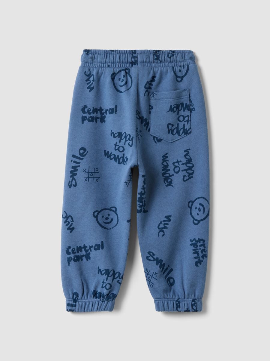 Pantaloni jogger azzurri in puro cotone per bimbo comfort fit_1