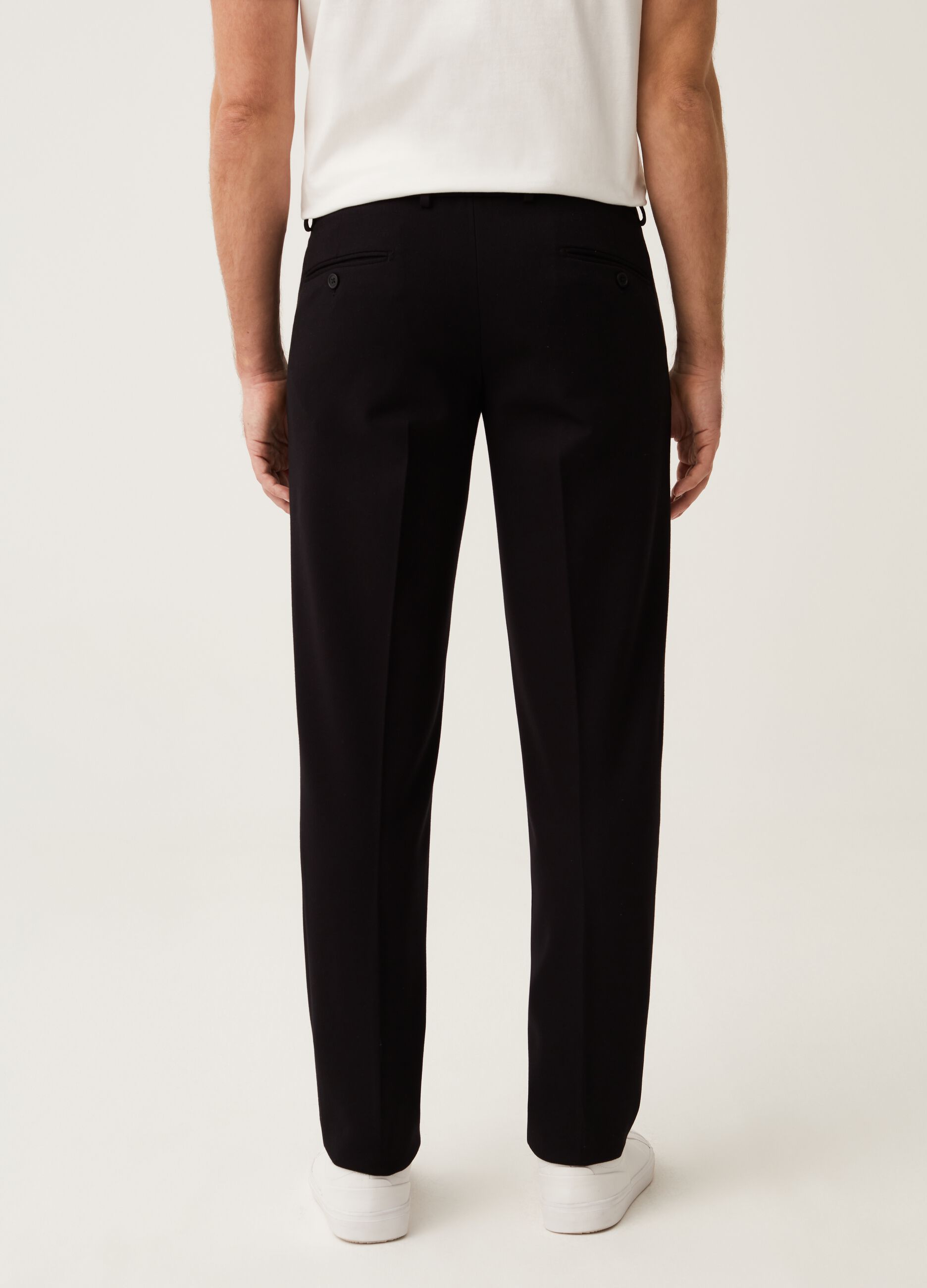 Pantalone easy fit in tessuto a maglia nero_2