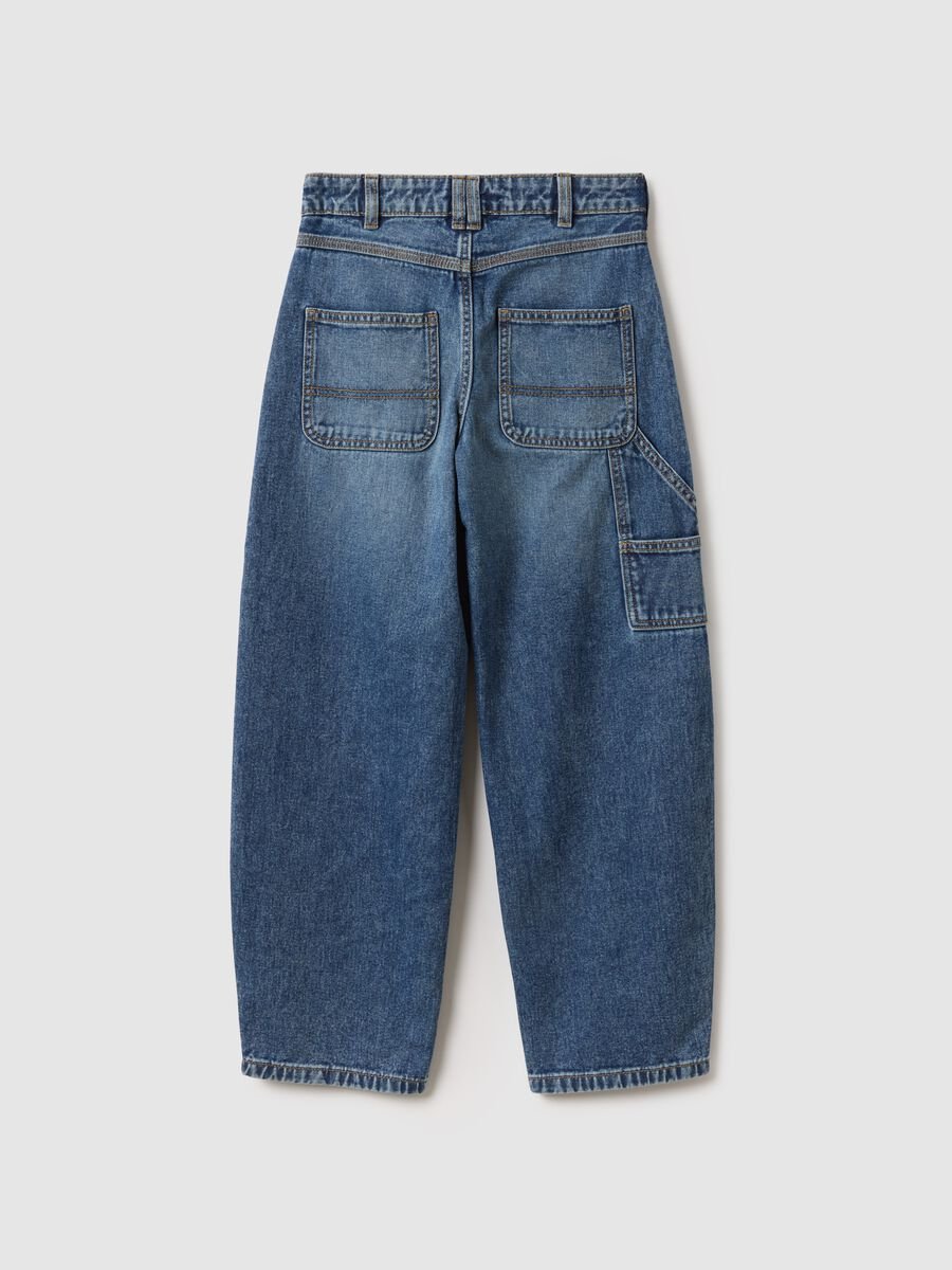 Jeans balloon in puro cotone blu da ragazza regular fit_4