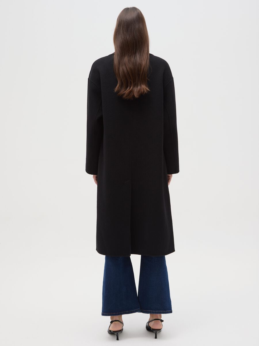 Cappotto lungo nero in misto lana e cashmere regular fit_2