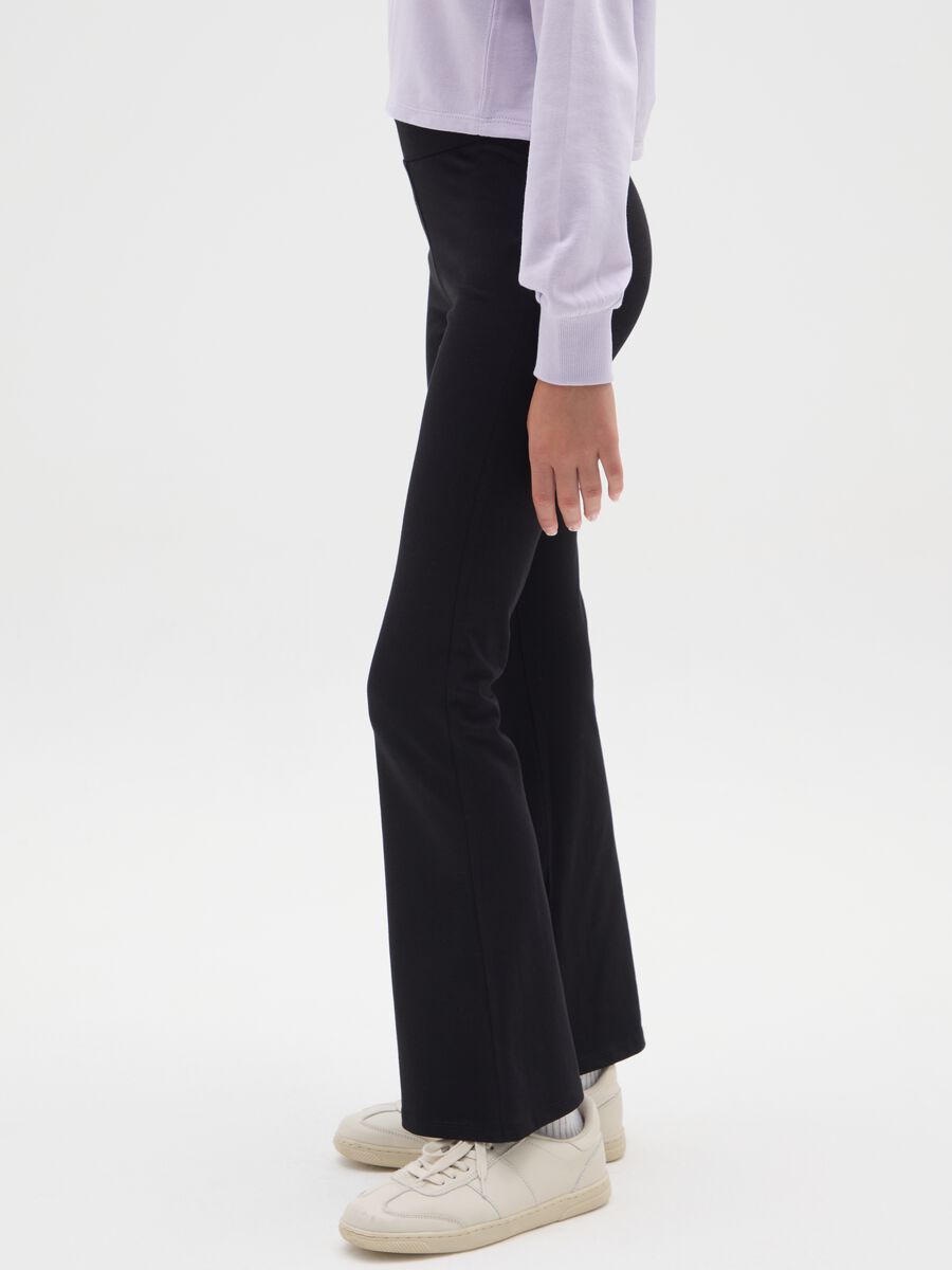 Pantaloni da ragazze in cotone elasticizzato neri regular fit_3