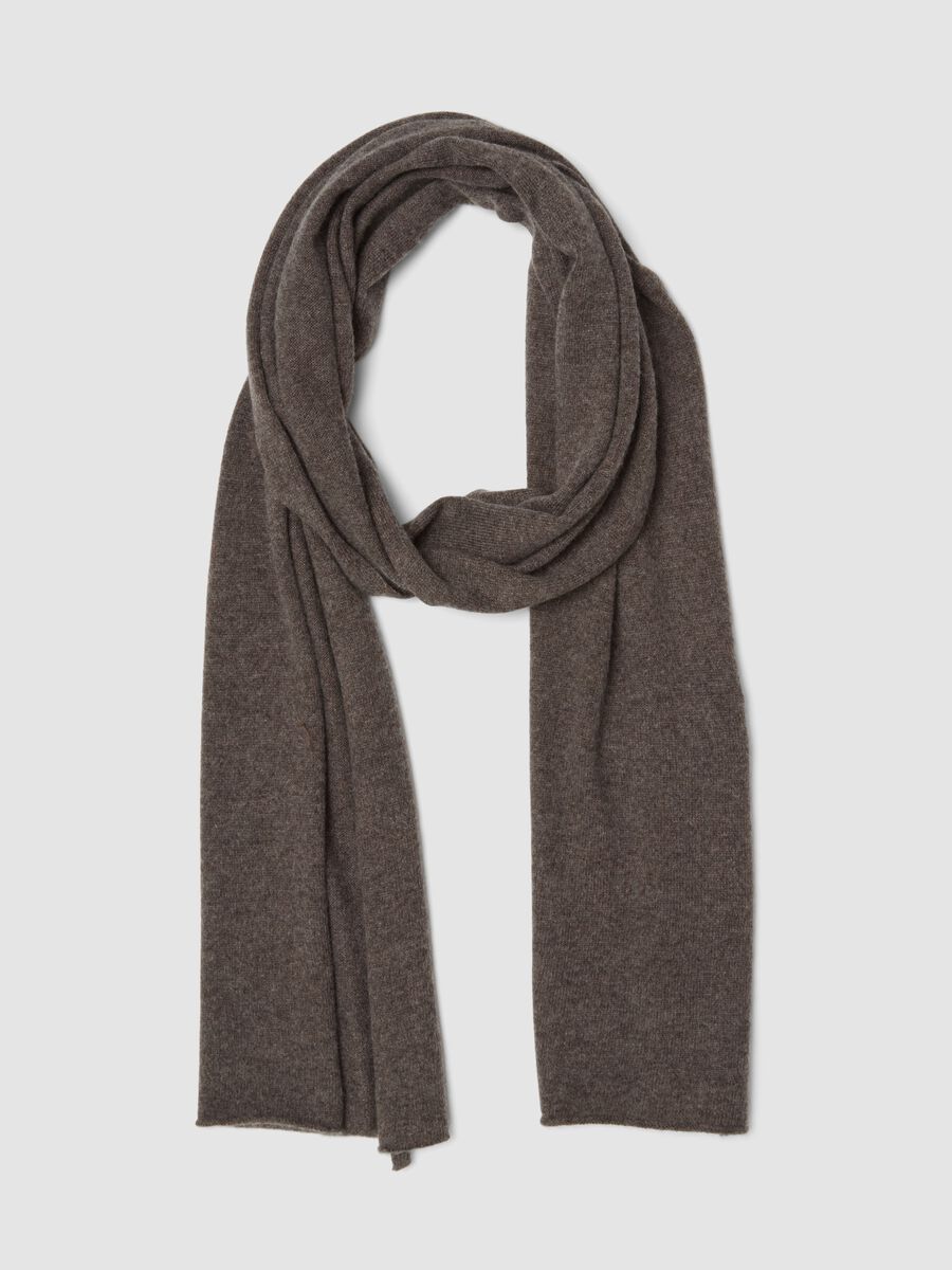 Brown scarf in a wool, cashmere and viscose blend_0