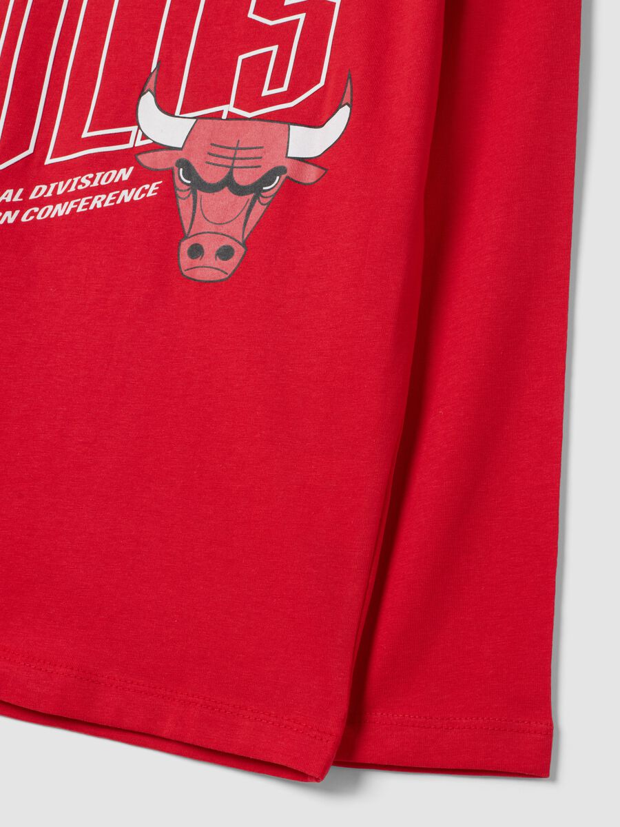 T-shirt rossa in puro cotone con stampa Chicago Bulls_3