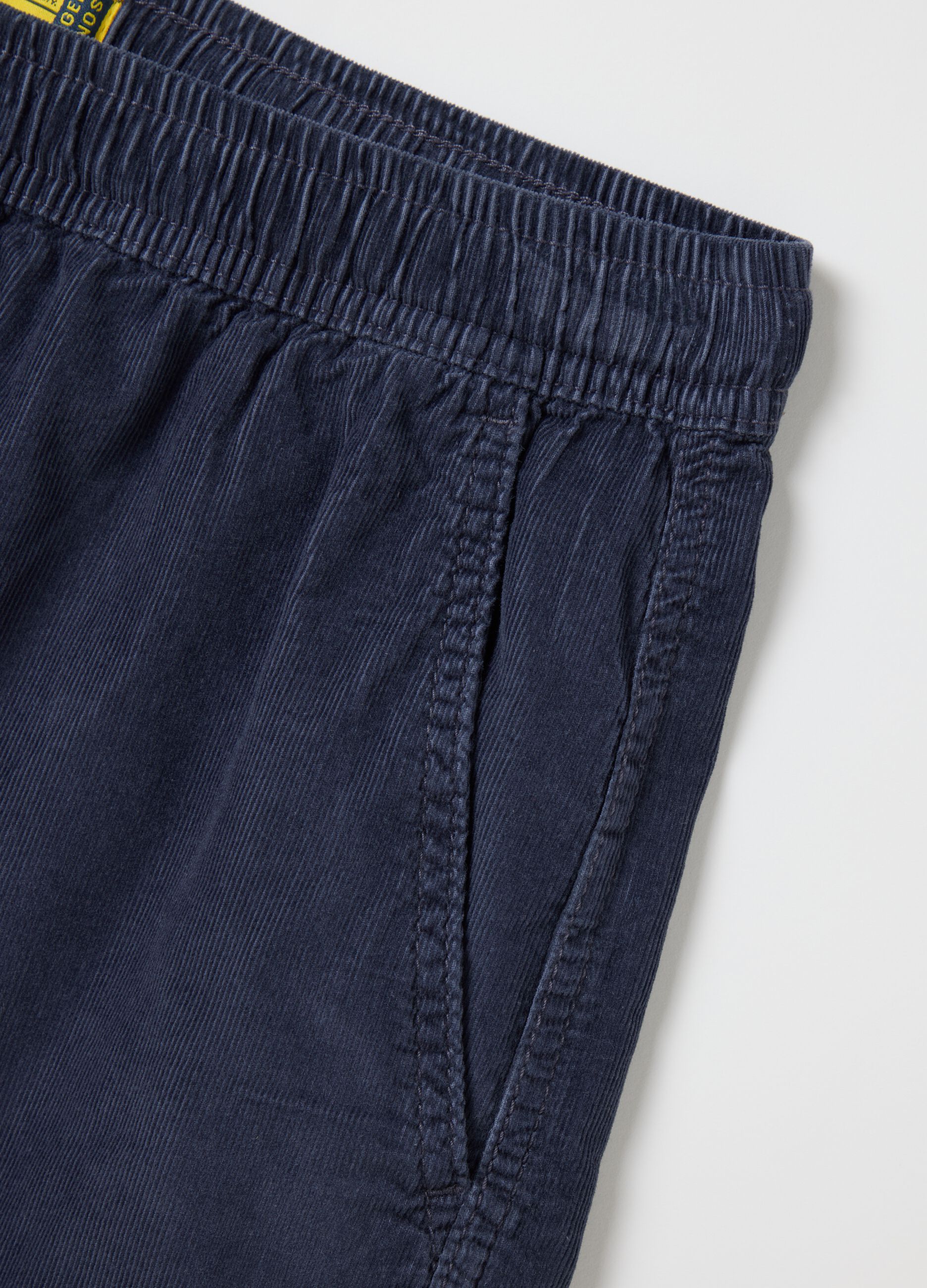Men's blue regular fit pure cotton shorts with elastic drawstring